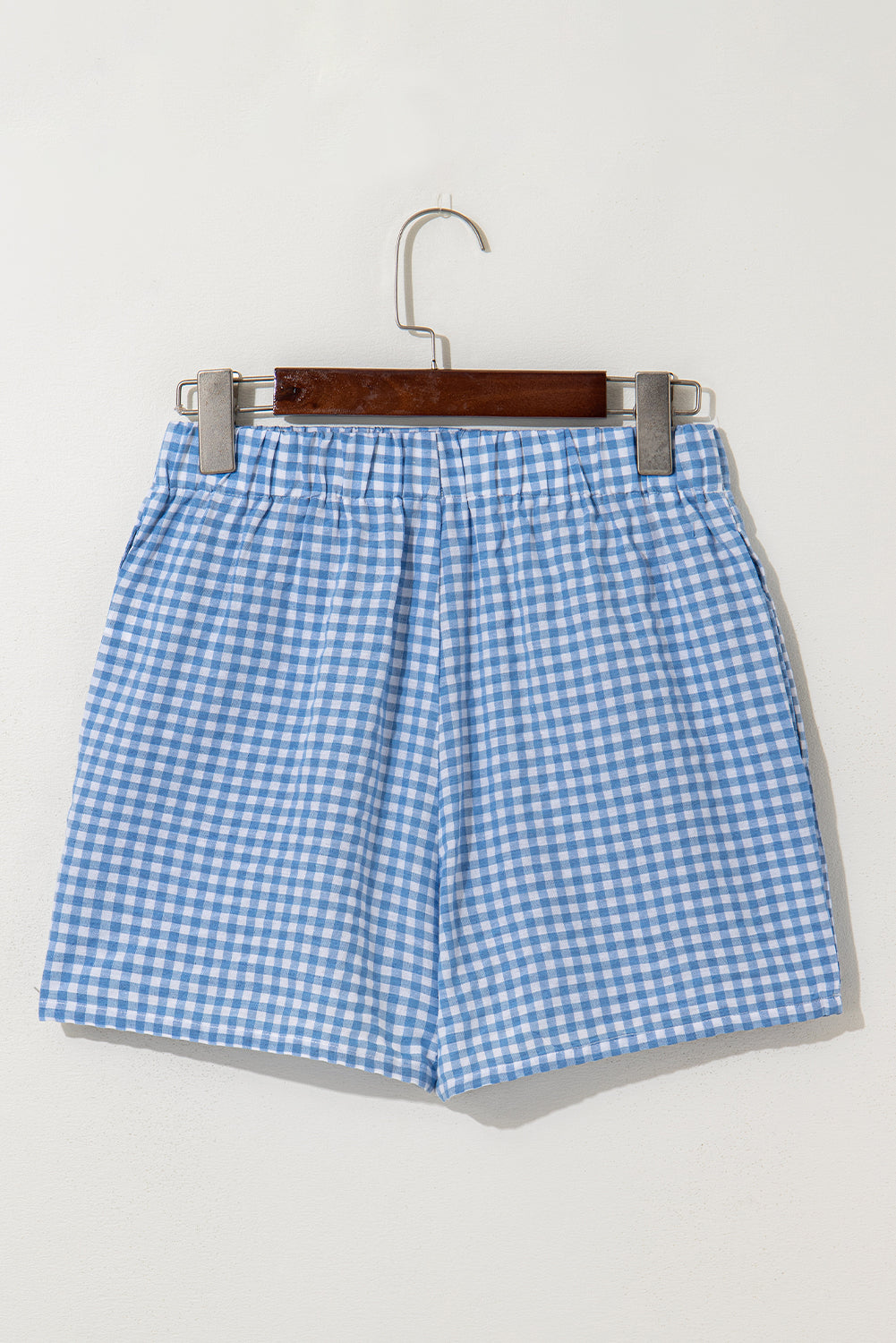 Stacey B's Blue Gingham Printed High Waist Shorts
