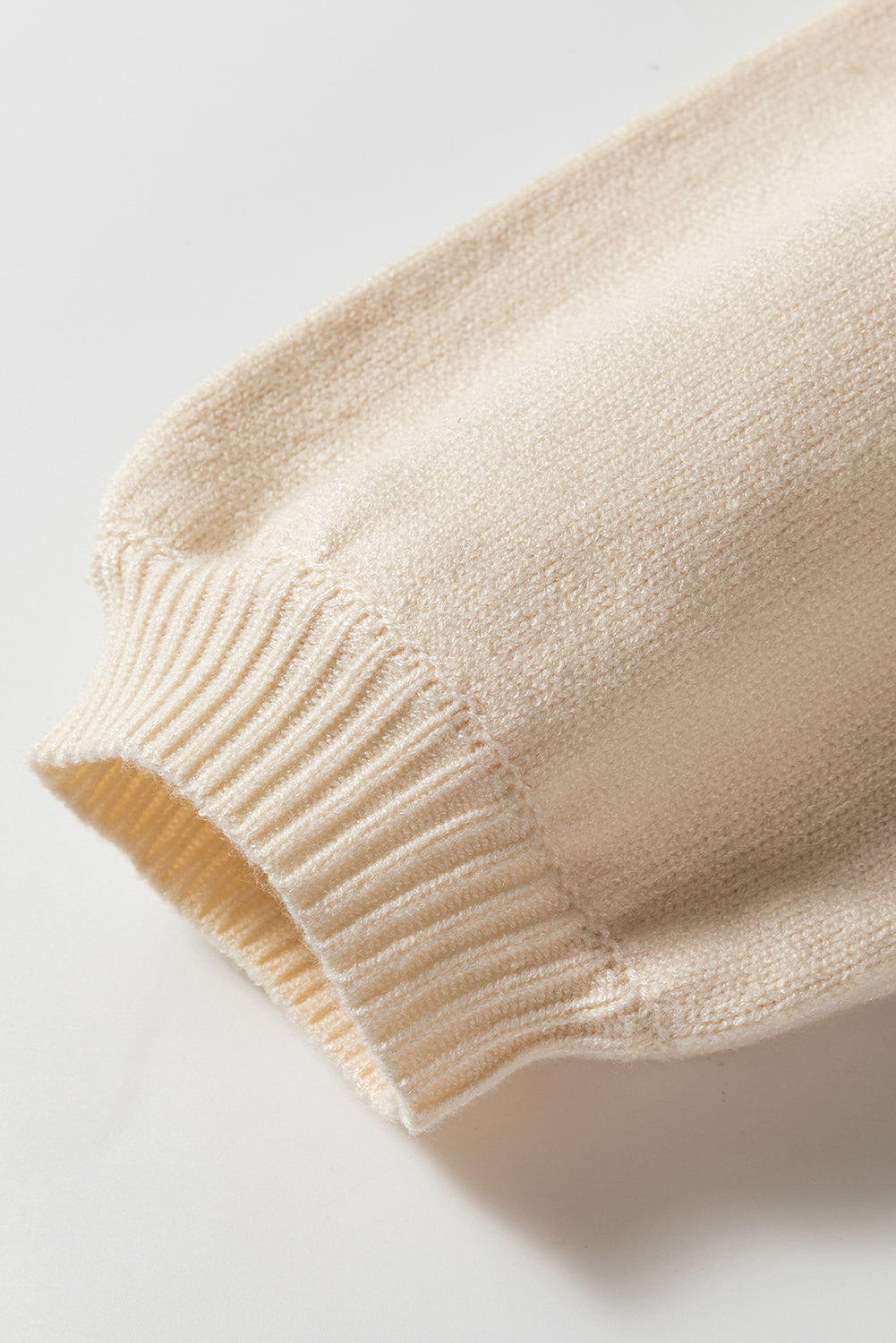 Stacey B's Apricot Pleated Sleeve Hollow Detail Button Sweater Cardigan