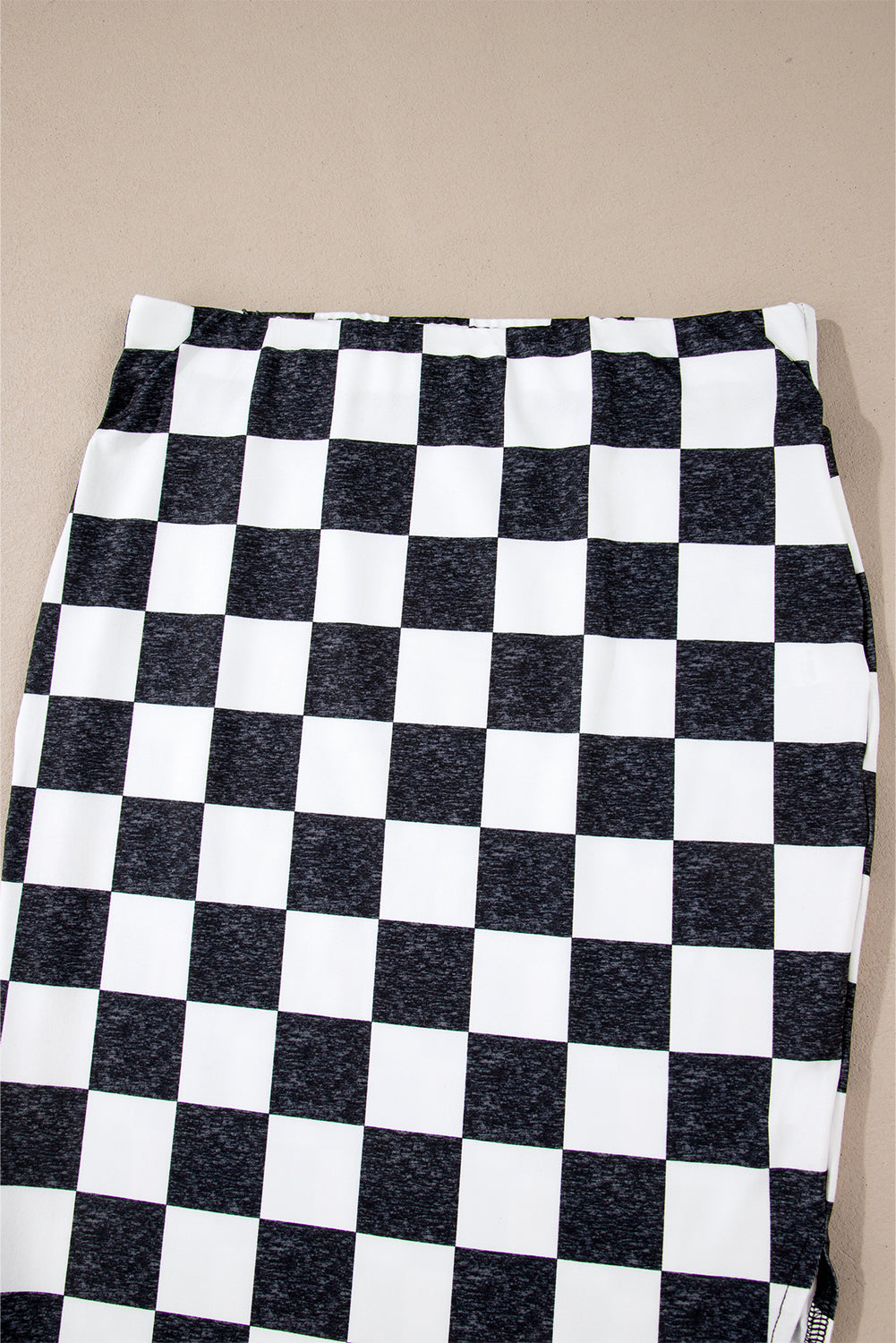 Stacey B's Rose Checkered Print Side Slit Slim Fit Midi Skirt