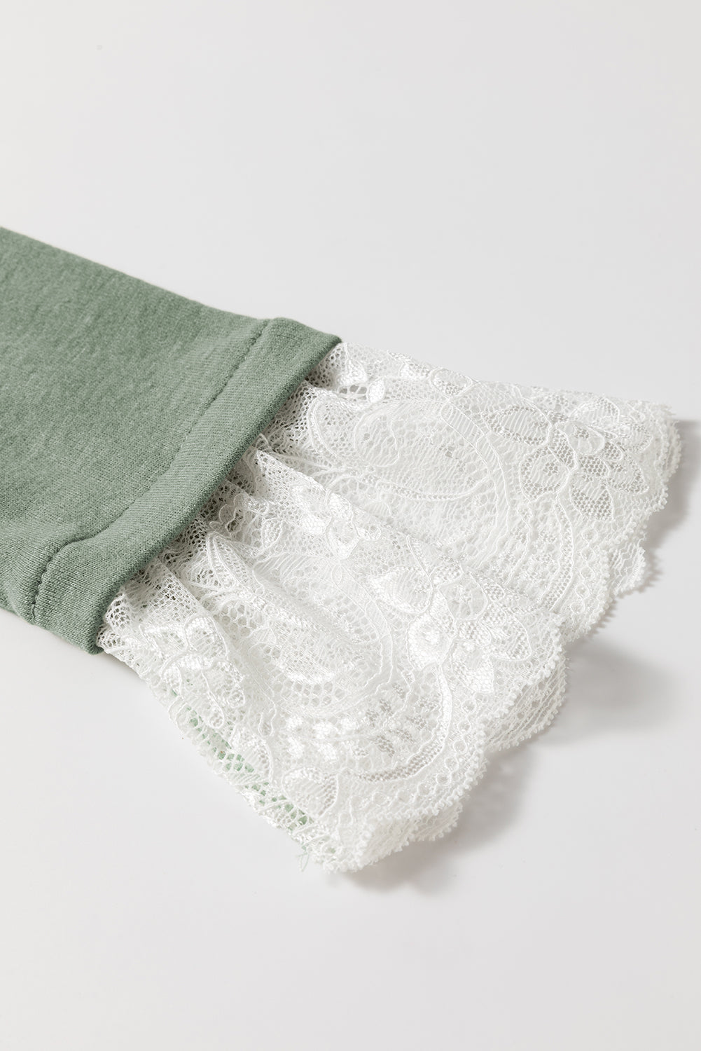 Stacey B's Parchment Seam Detail Lace Contrast Cuffs Raglan Sleeve Top