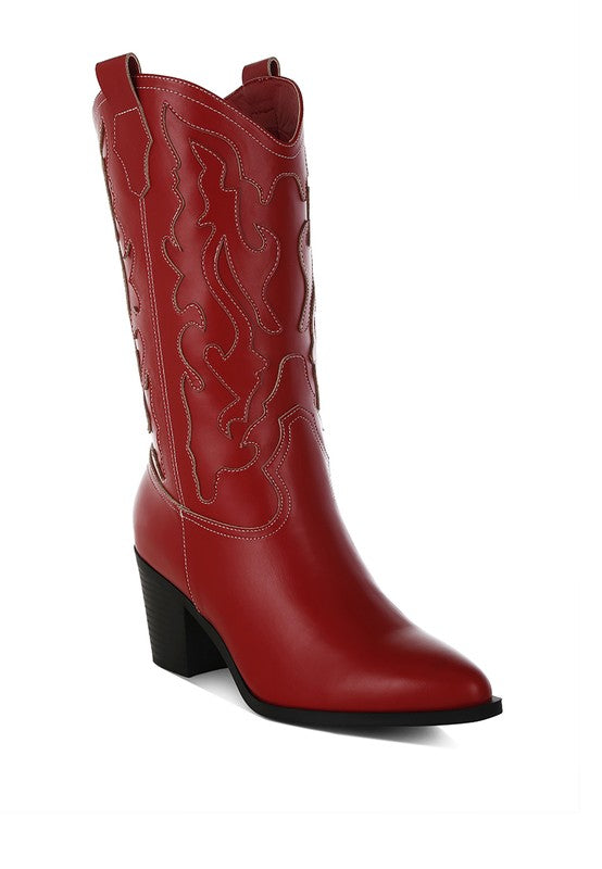 Stacey B's Pakito Patchwork Detail Cowboy Boots