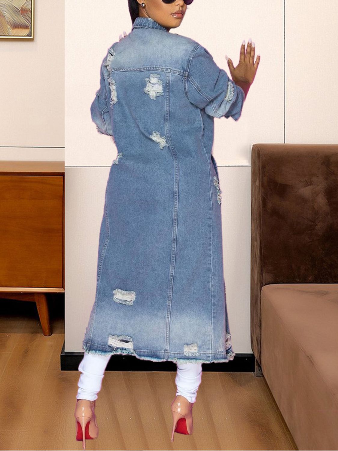 Stacey B's Long Sleeve Raw Hem Denim Jacket