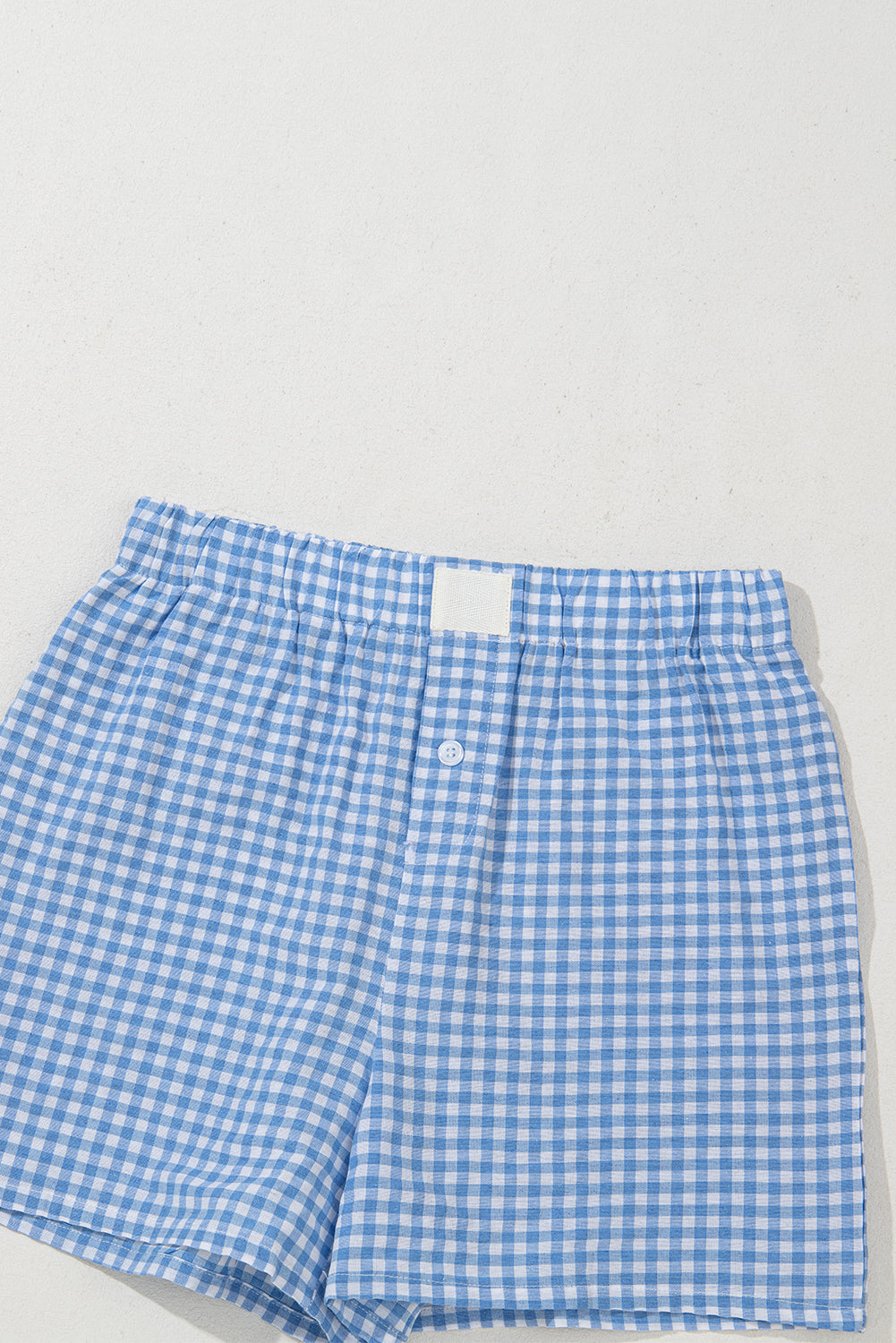 Stacey B's Blue Gingham Printed High Waist Shorts