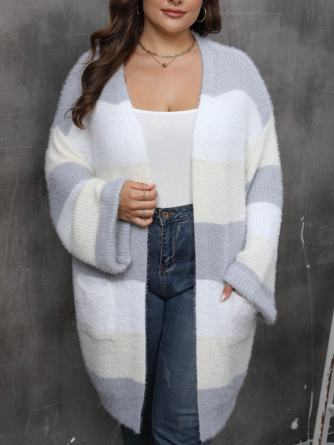 Stacey B's Open Front Long Sleeve Cardigan