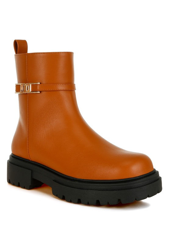 Stacey B's Corsac Buckle Belt Ankle Boots