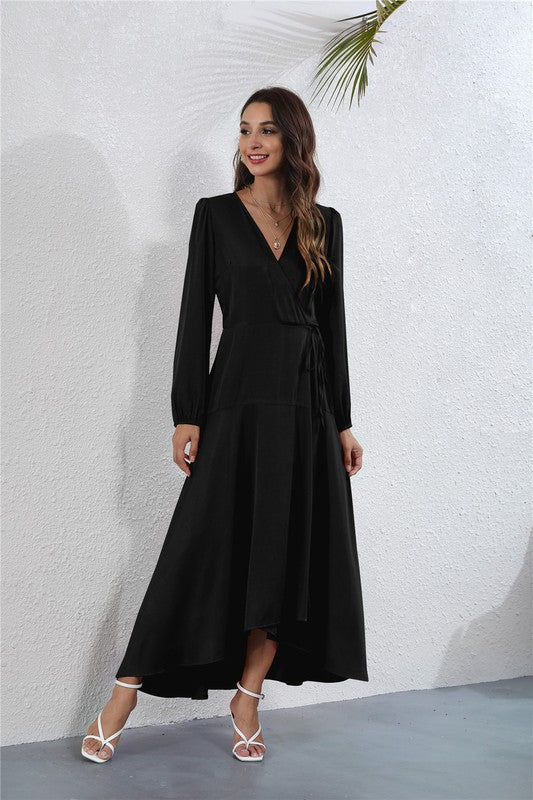 Stacey B's Women's V Neck Long Sleeve Maxi Dress