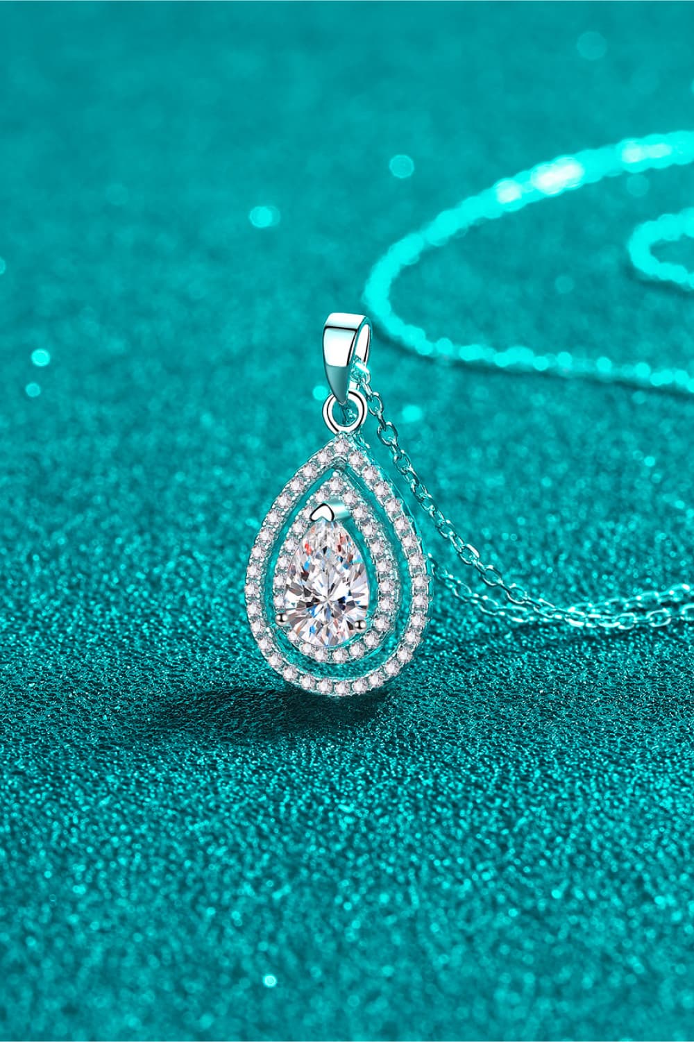 Stacey B's 1 Carat Moissanite Teardrop Pendant Necklace