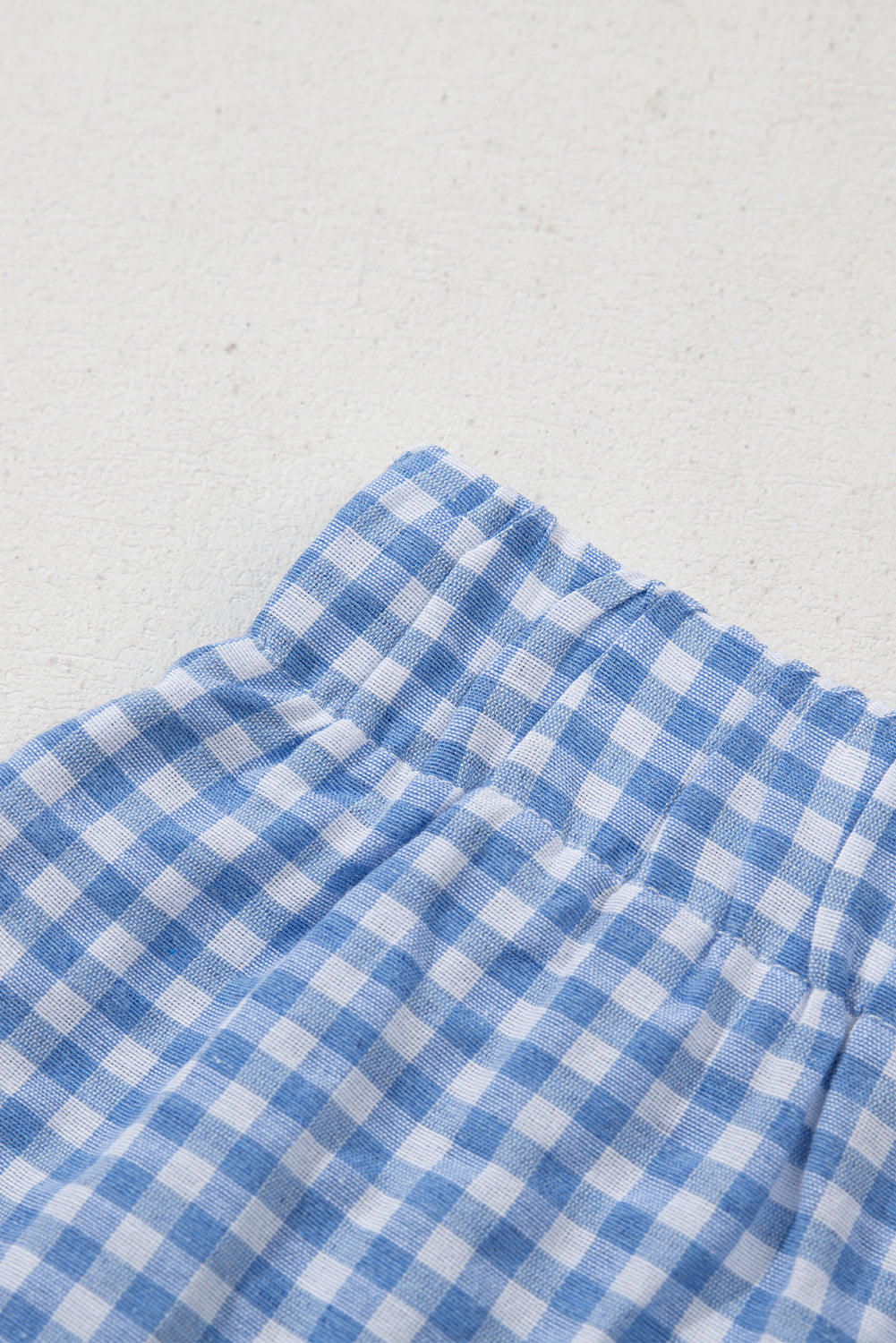 Stacey B's Blue Gingham Printed High Waist Shorts