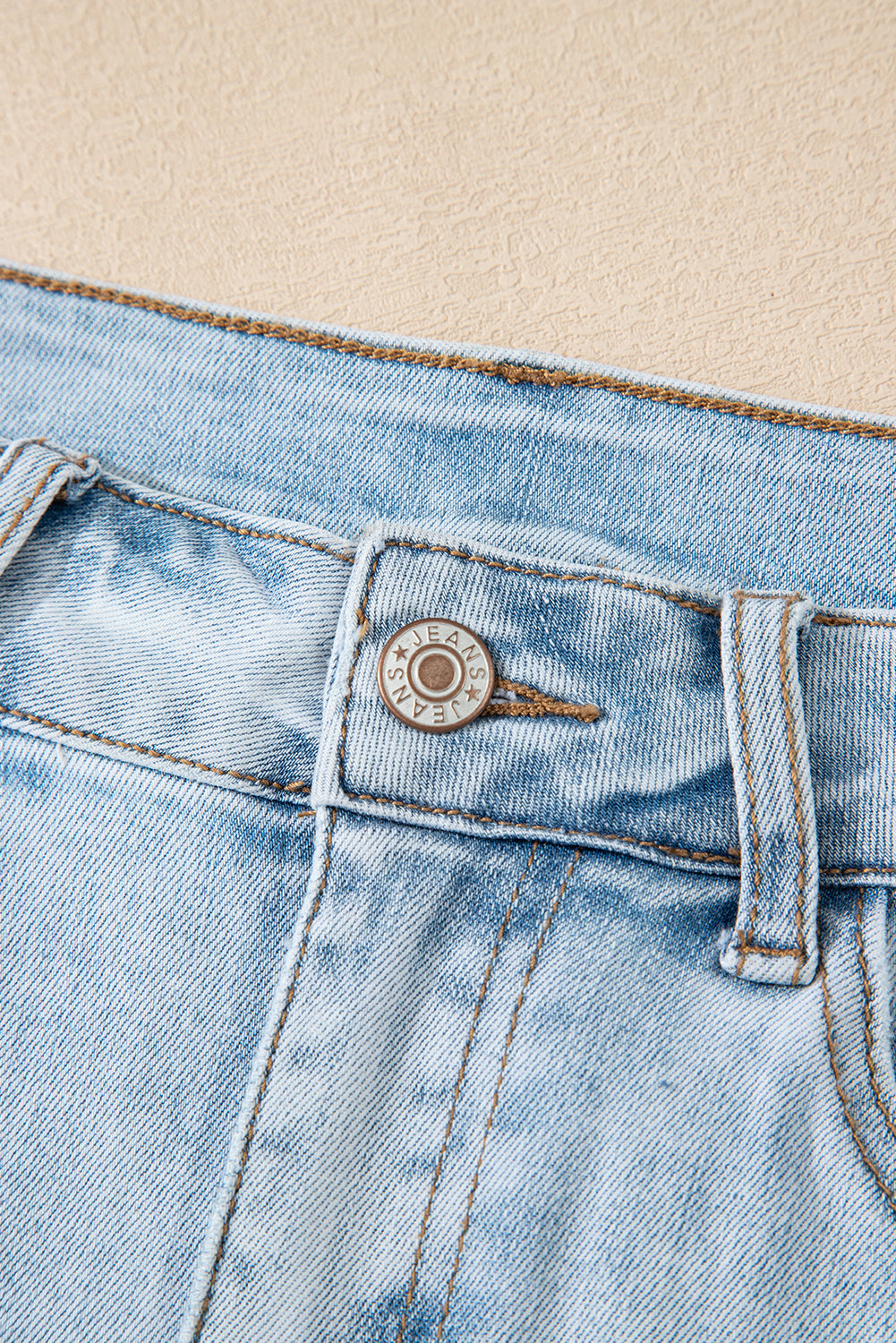Stacey B's Beau Blue High Rise Distressed Raw Hem Denim Shorts