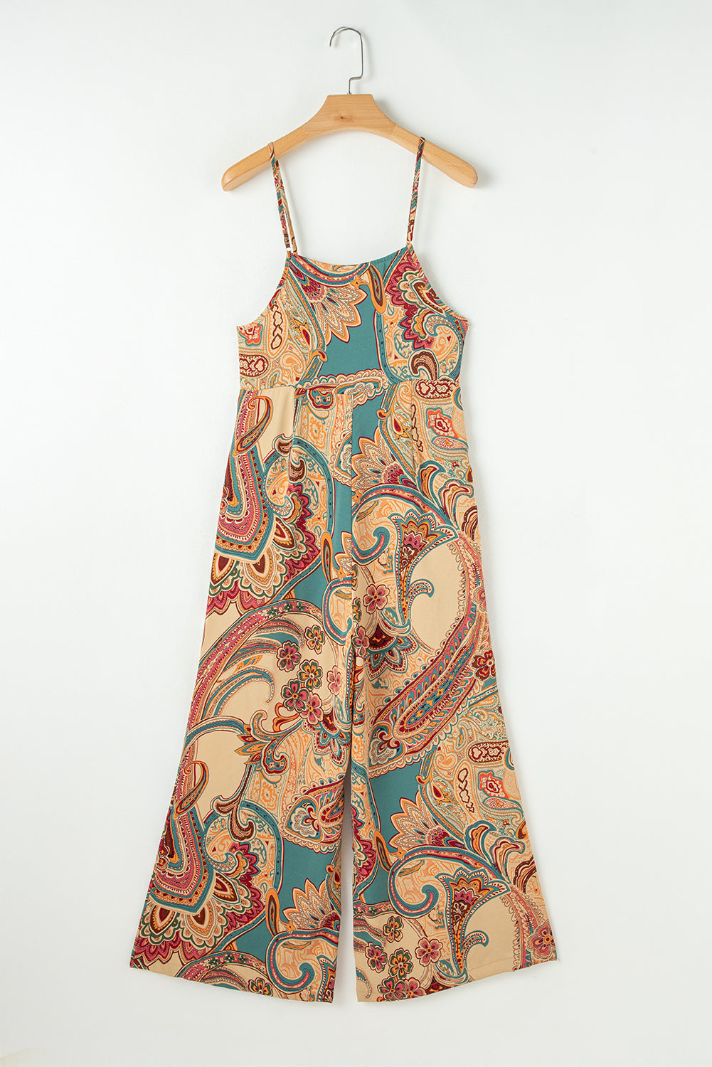 Stacey B's Paisley Printed Spaghetti Straps Elegant Wide Leg Jumpsuit