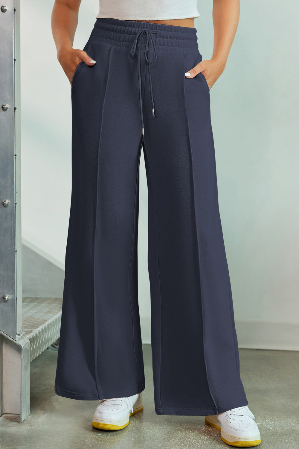 Stacey B's Drawstring Wide Leg Pants with Pockets