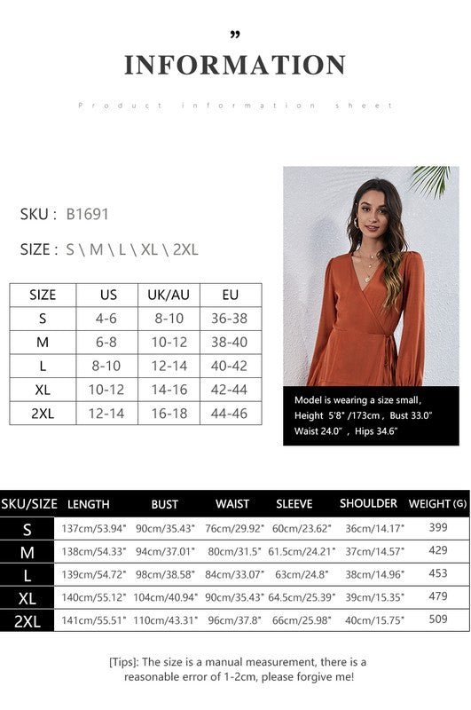 Stacey B's Women's V Neck Long Sleeve Maxi Dress