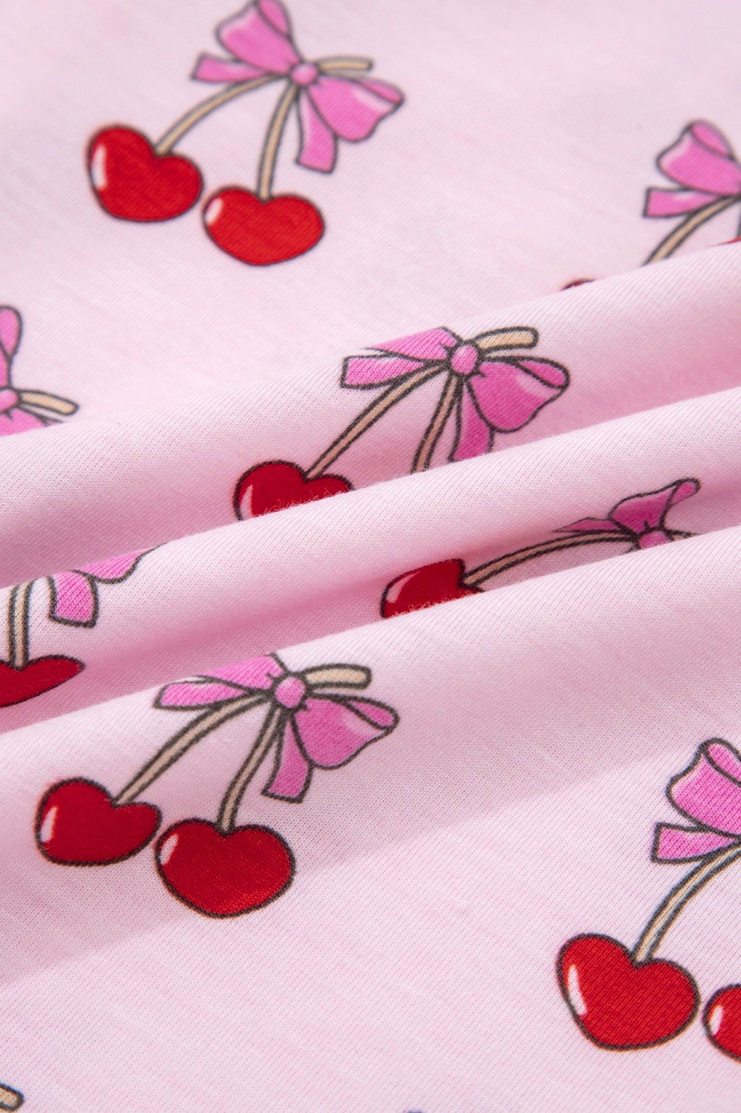 Stacey B's Pink Cherry/Bow Print Short Pajama Set