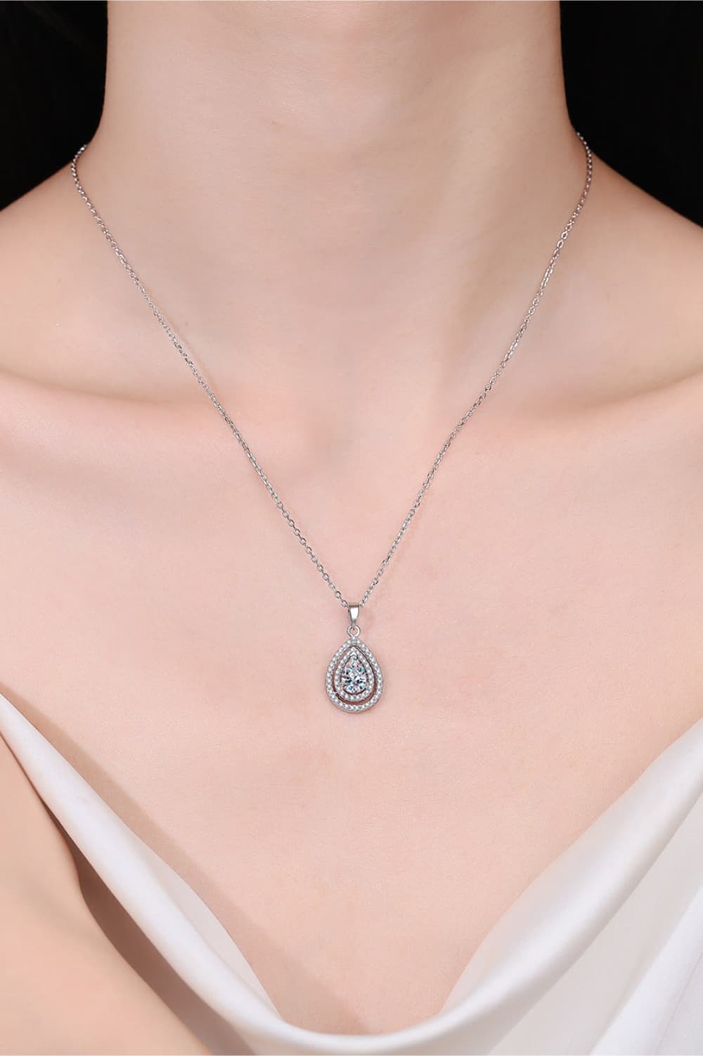 Stacey B's 1 Carat Moissanite Teardrop Pendant Necklace