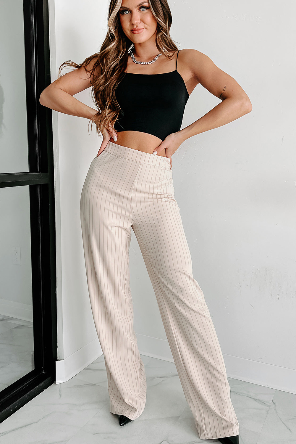 Stacey B's Black Spaghetti Strap Skinny Fit Cropped Tank Top