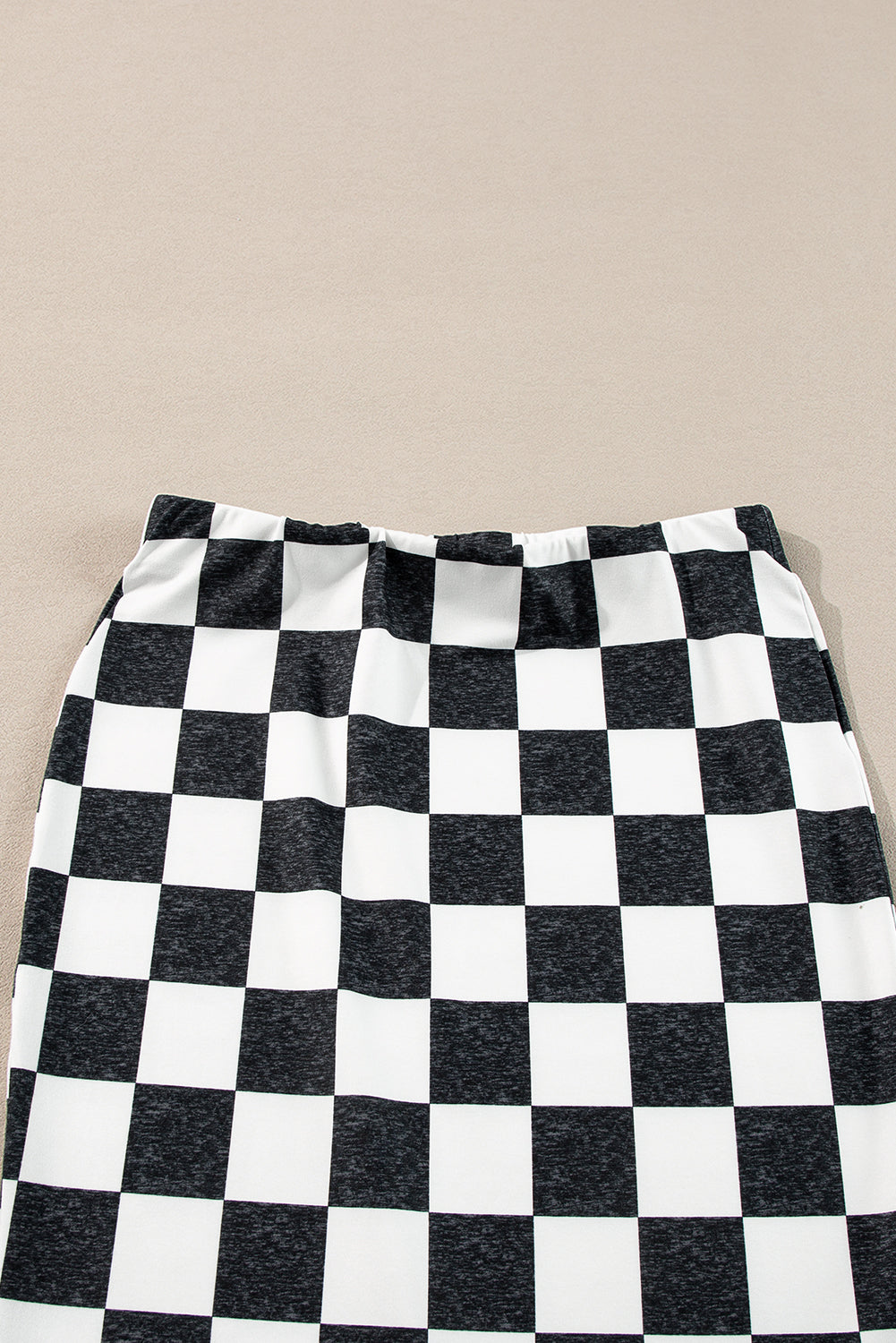 Stacey B's Rose Checkered Print Side Slit Slim Fit Midi Skirt