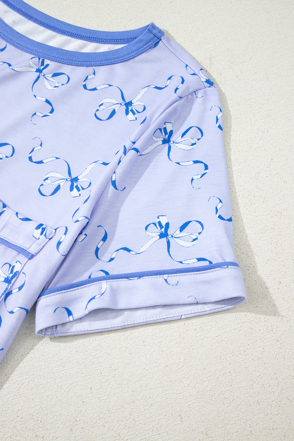 Stacey B's Sky Blue Bow Printed Ruffled Short Lounge Set