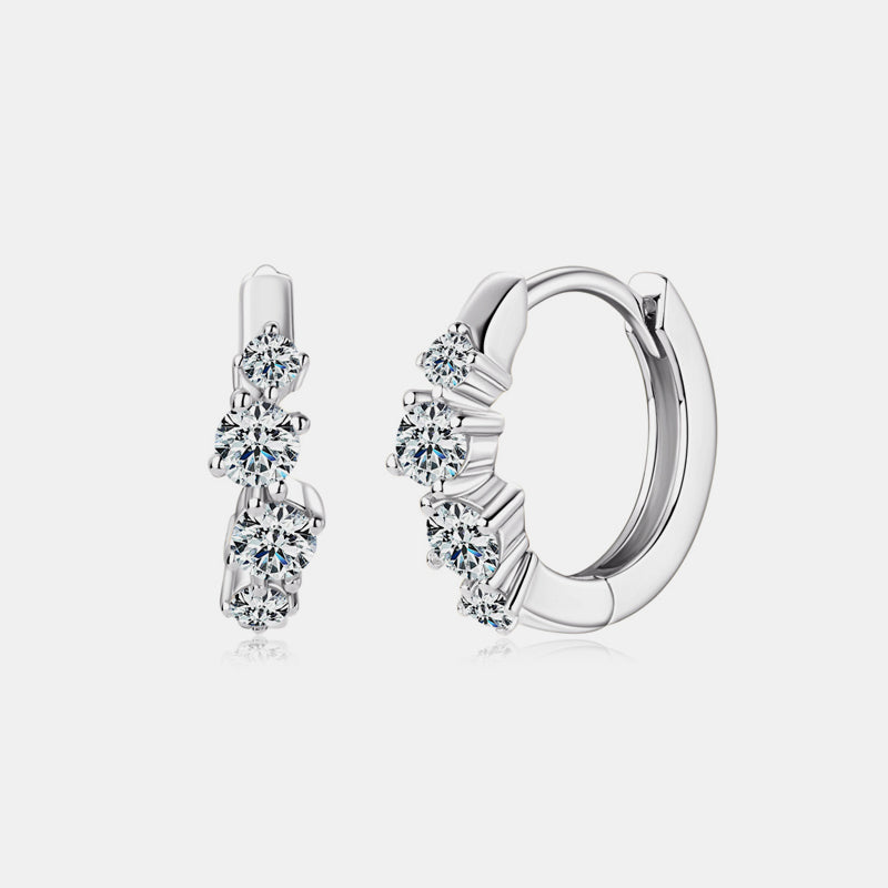 Stacey B's 925 Sterling Silver Moissanite Huggie Earrings