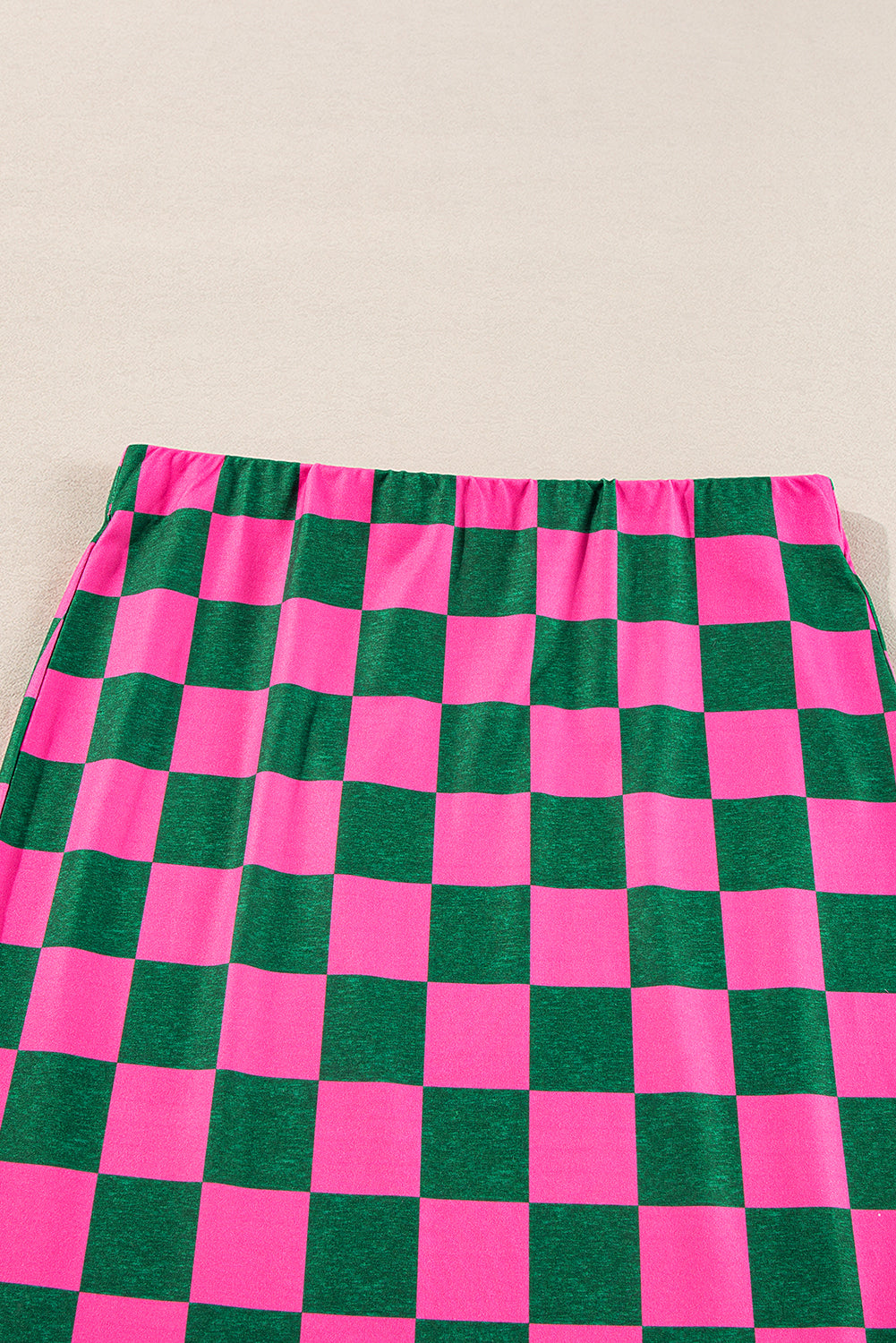 Stacey B's Rose Checkered Print Side Slit Slim Fit Midi Skirt