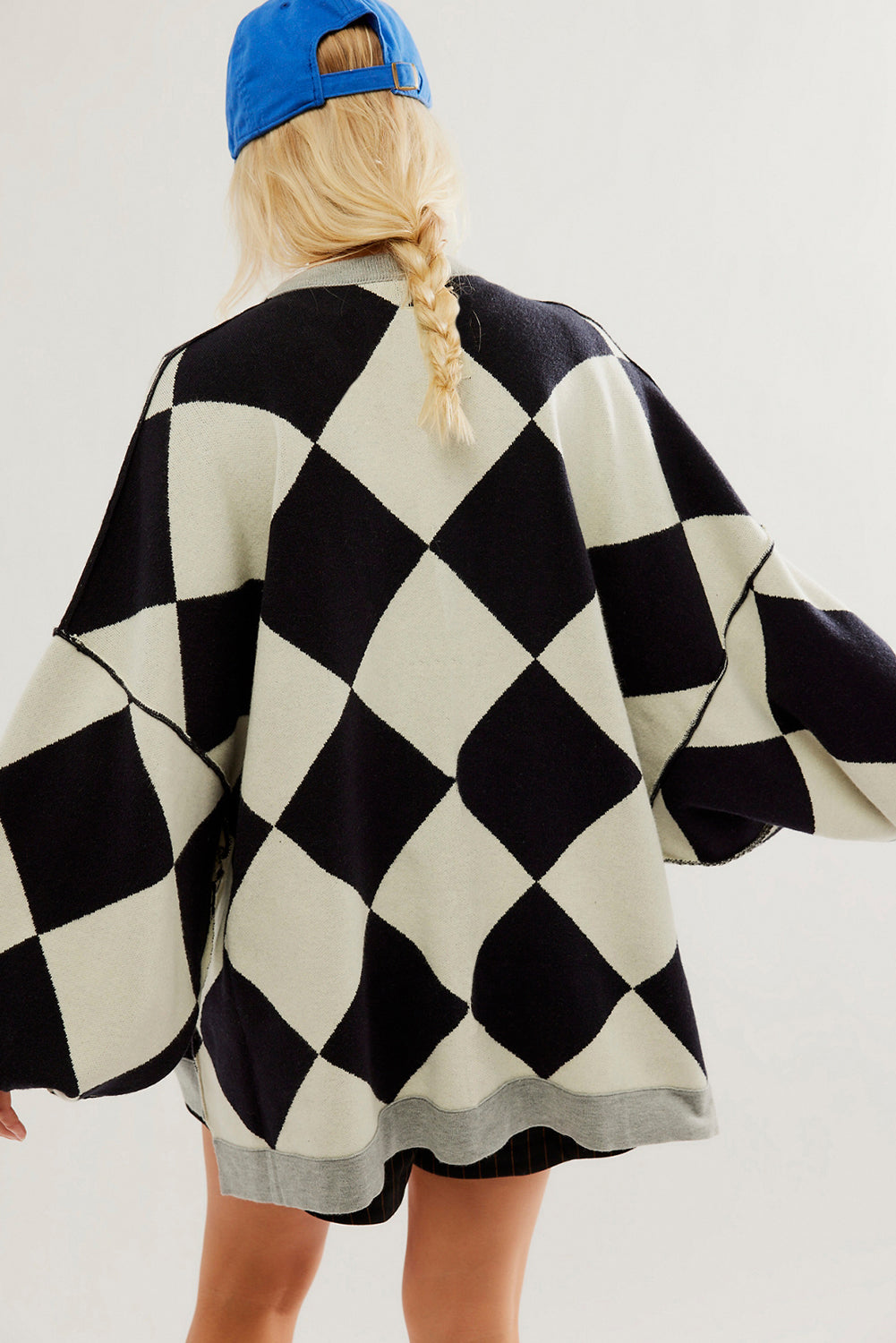 Stacey B's Black Colorblock Drop Shoulder Buttoned Loose Cardigan