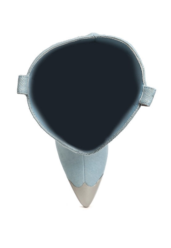 Stacey B's Ridda Metallic Cap Toe Denim Boots