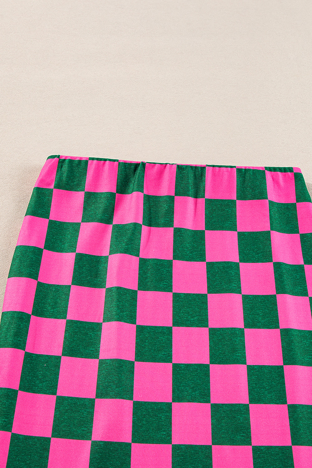Stacey B's Rose Checkered Print Side Slit Slim Fit Midi Skirt
