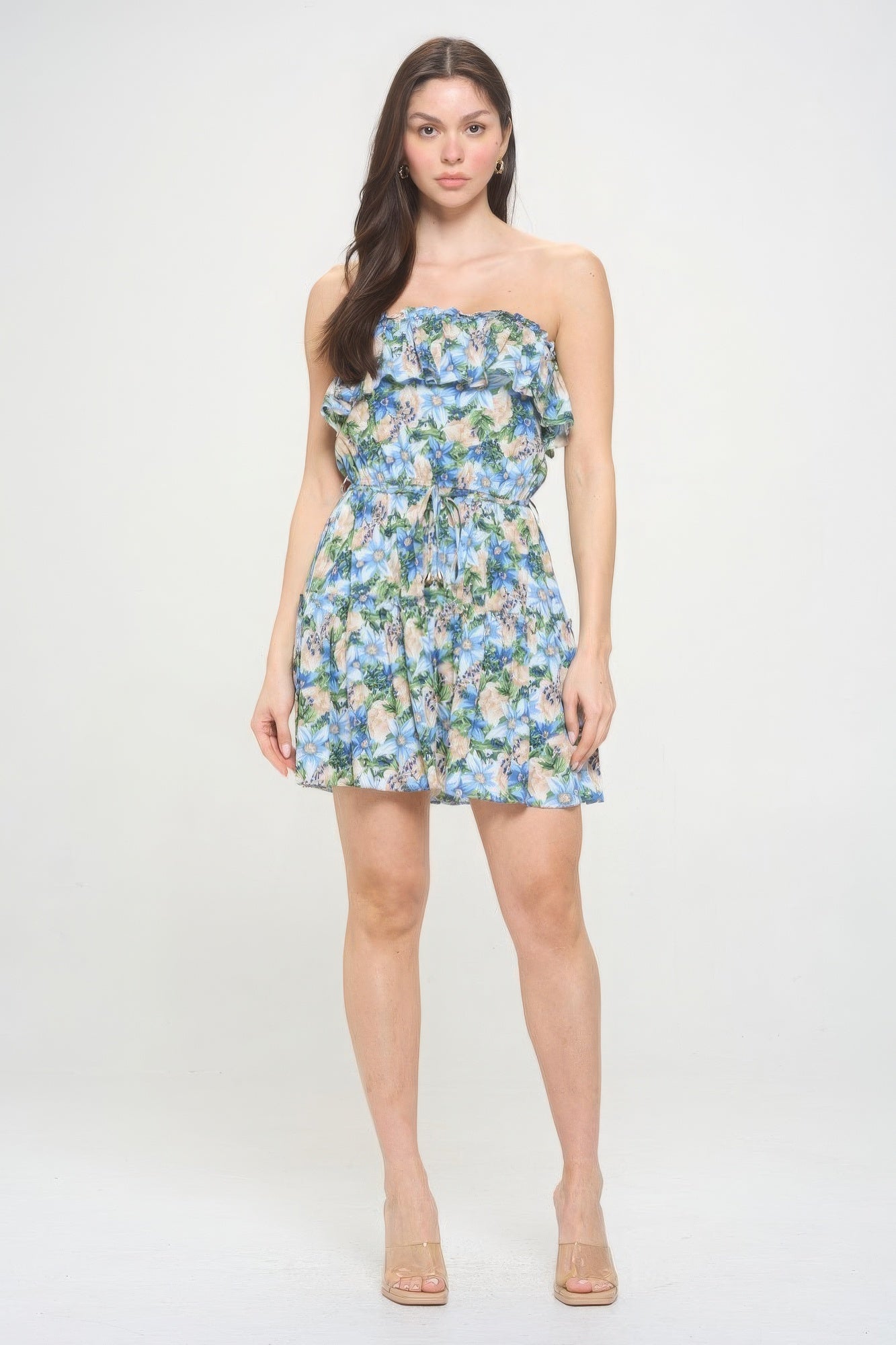 Stacey B's Berry Flower Ruffle Tube Top Mini Dress