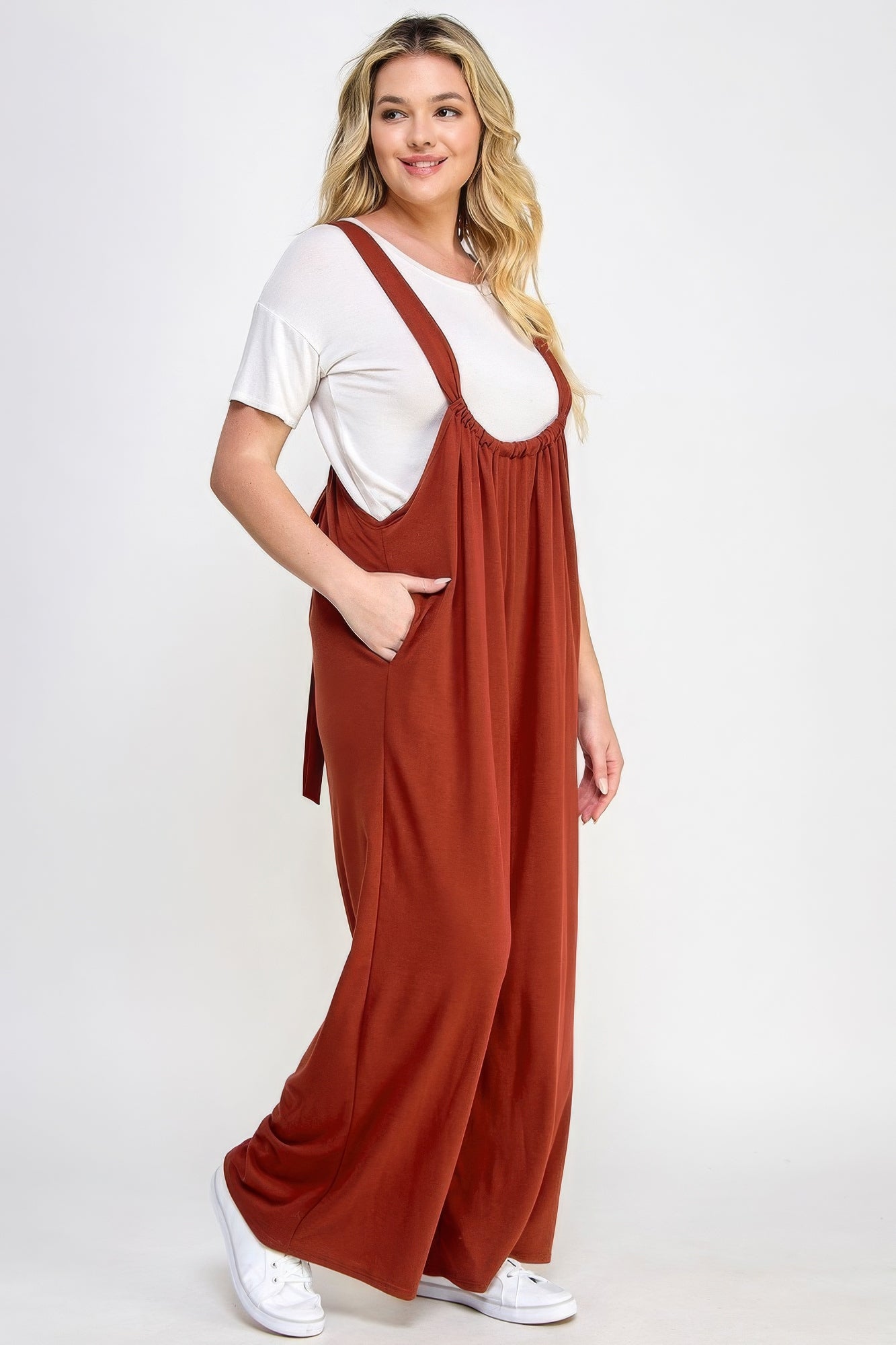 Stacey B's French Terry Wide Leg Jumpsuit Overalls