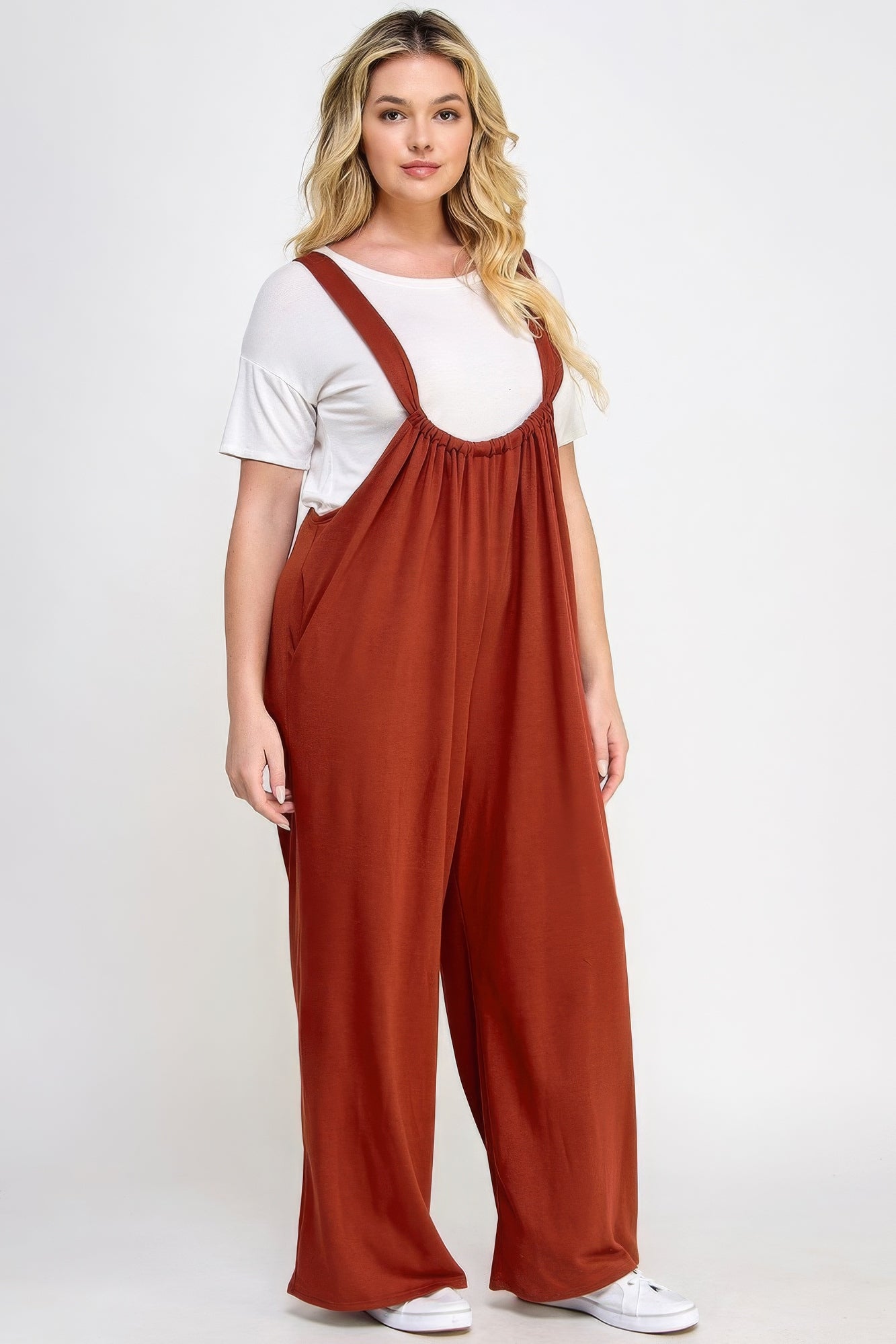 Stacey B's French Terry Wide Leg Jumpsuit Overalls