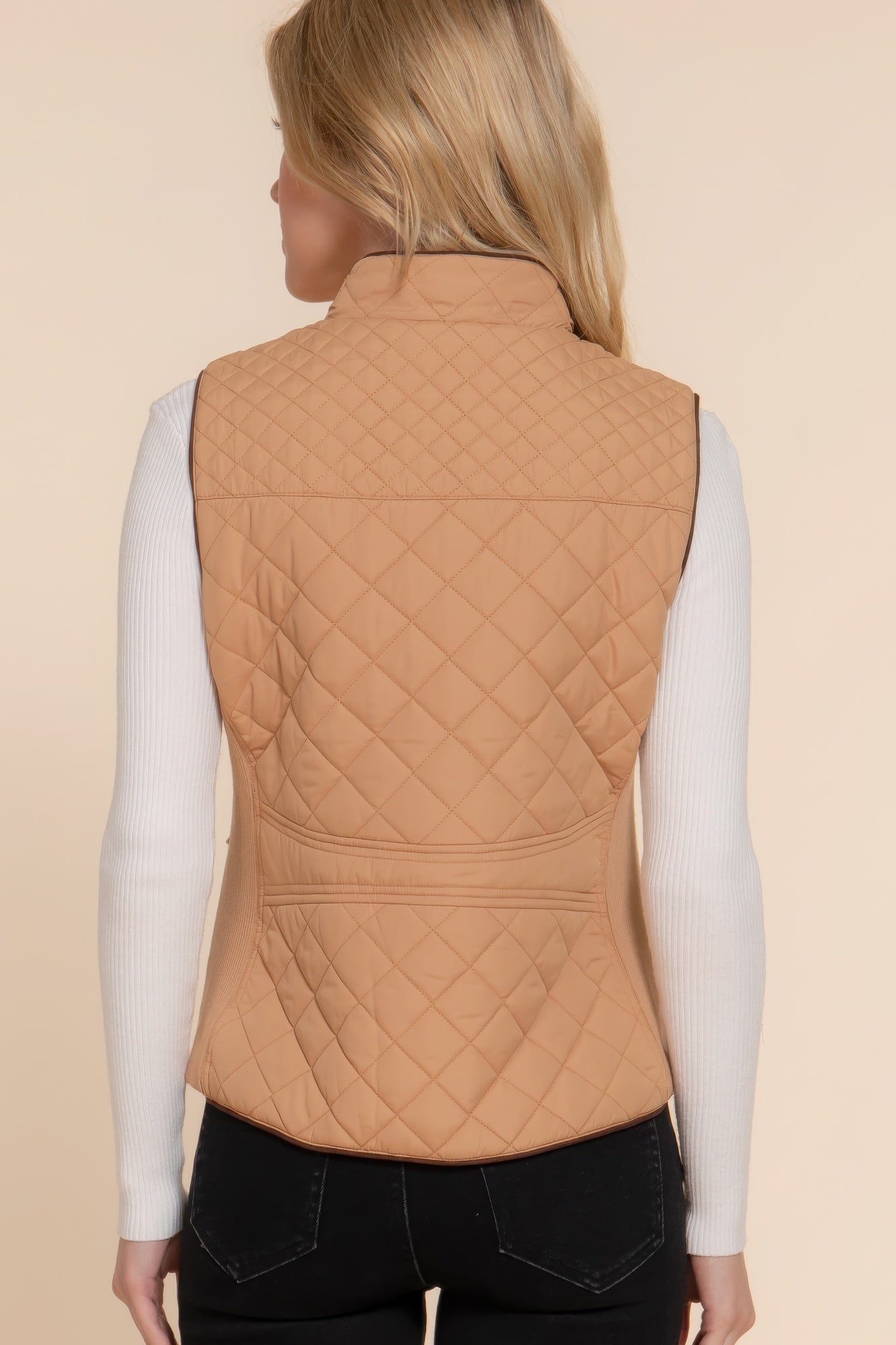 Stacey B's Suede Piping Quilted Padding Vest