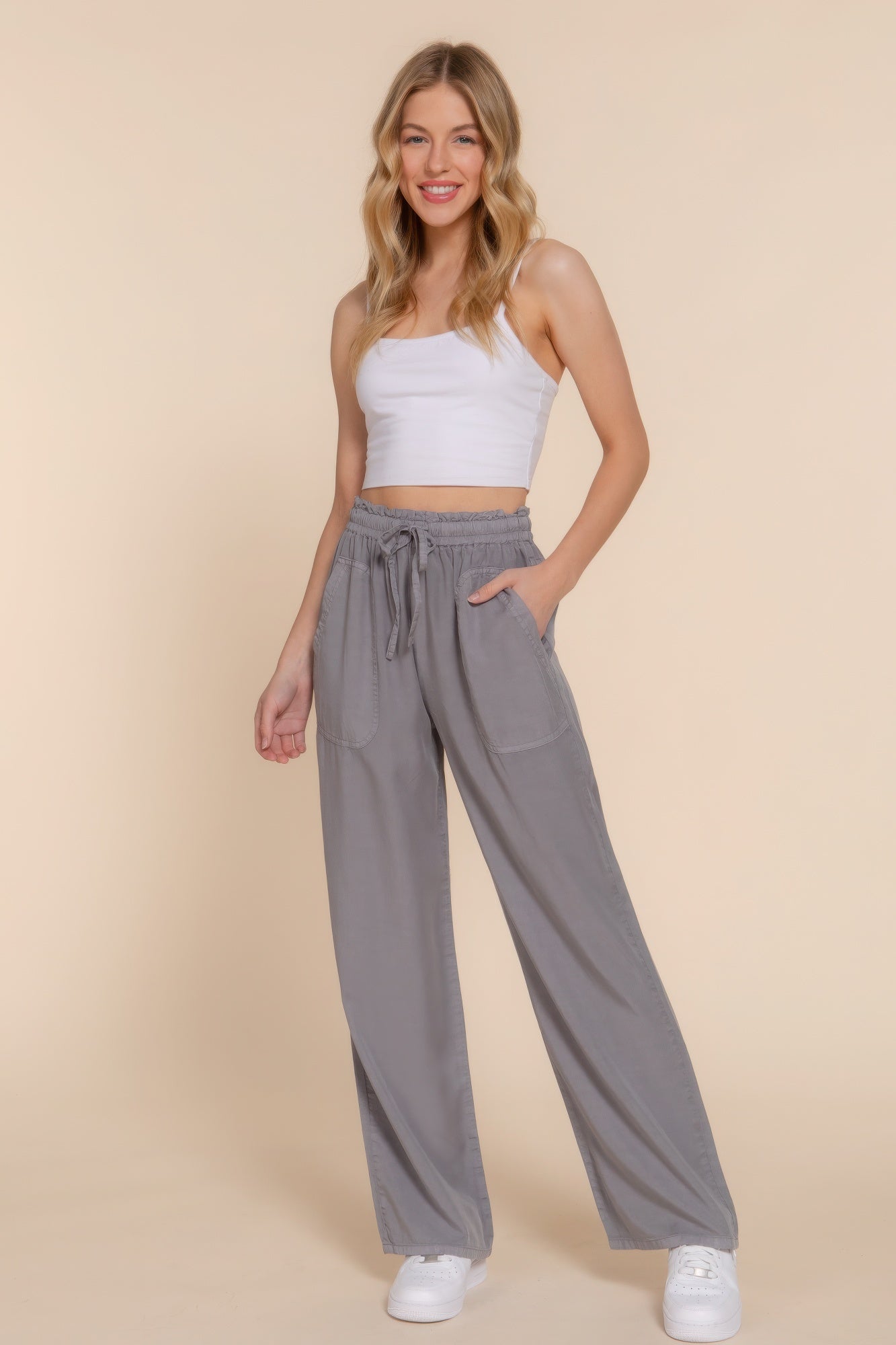 Stacey B's Elastic Waist Tencel Long Pants