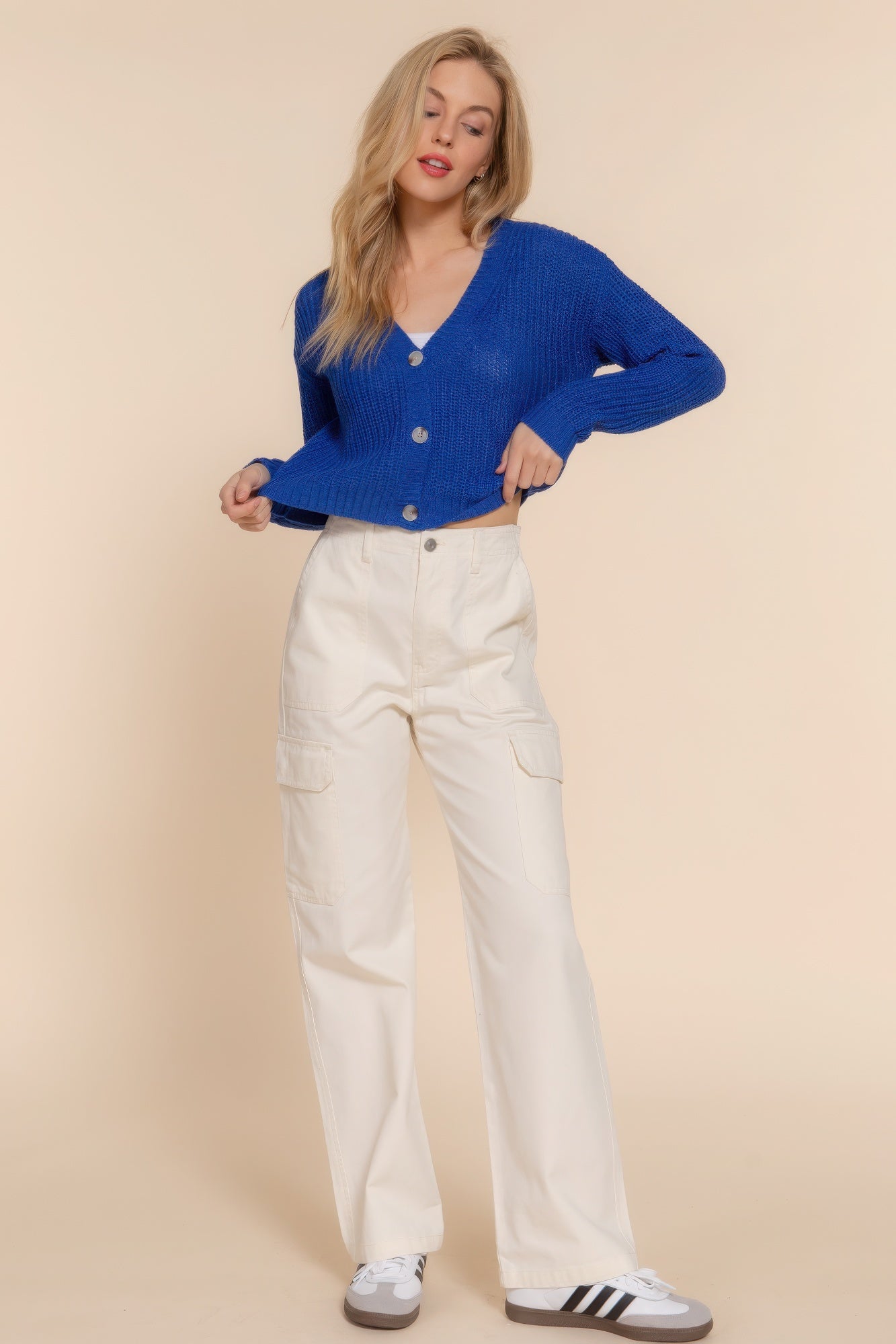 Stacey B's Long slv v-neck sweater cardigan