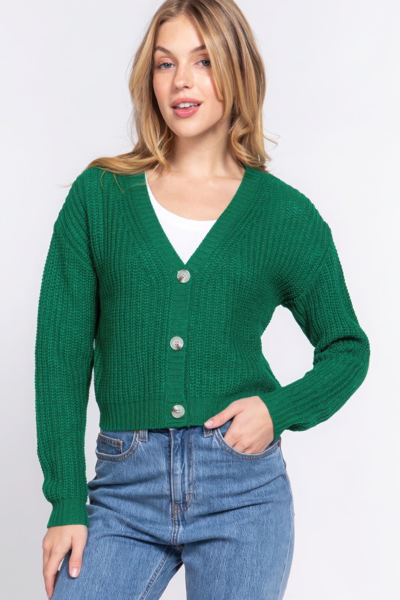 Stacey B's Long slv v-neck sweater cardigan
