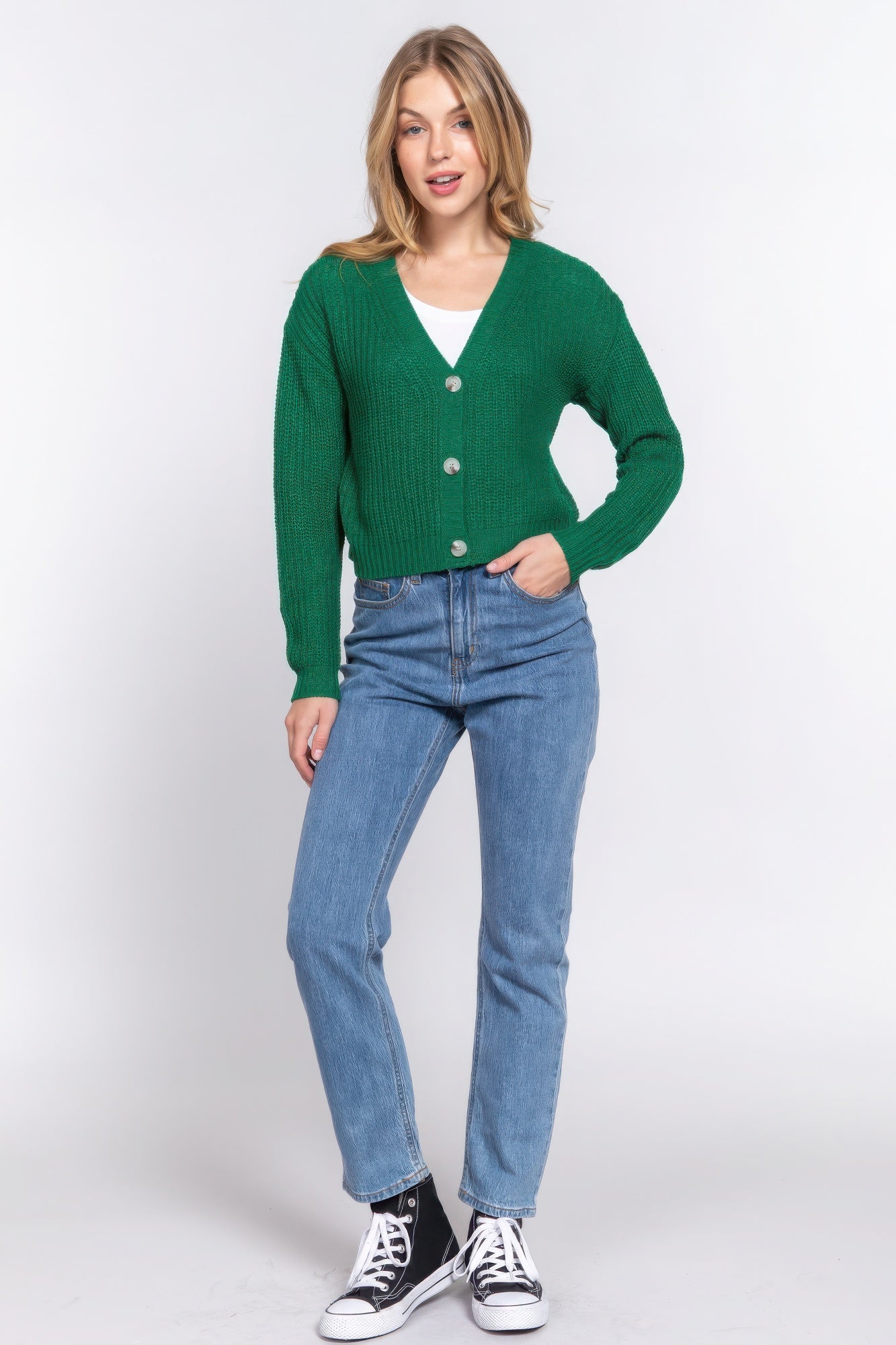 Stacey B's Long slv v-neck sweater cardigan