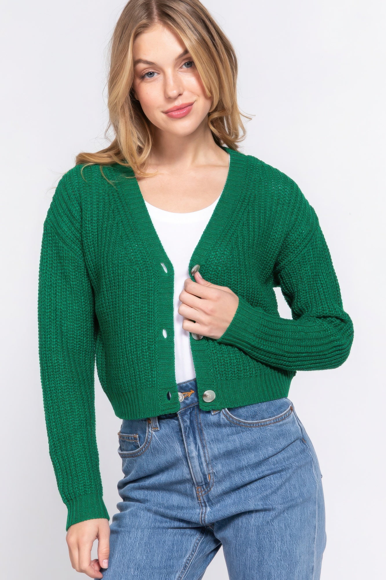 Stacey B's Long slv v-neck sweater cardigan