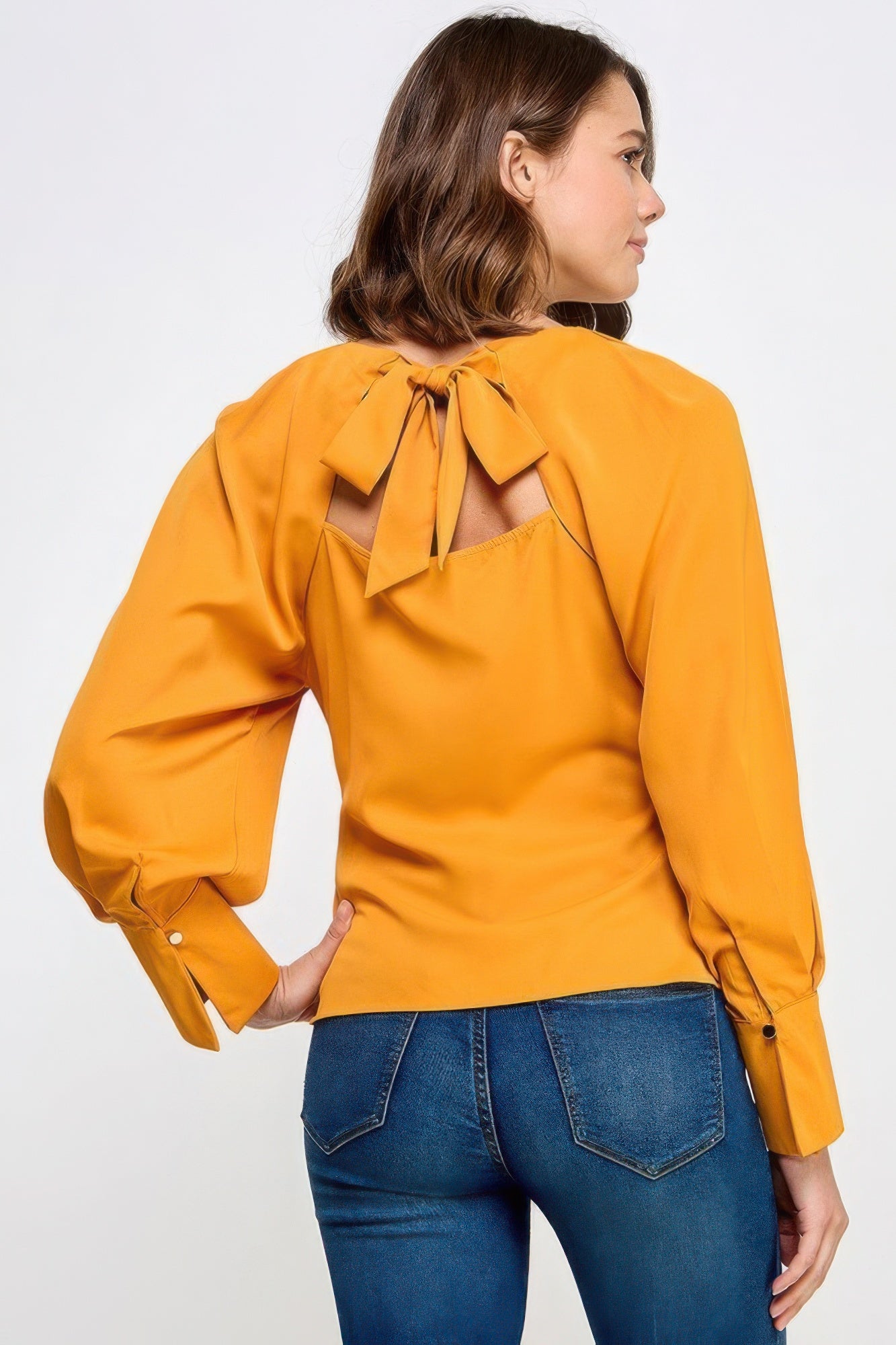 Stacey B's Raglan Long Sleeve Top With Back Neck Tie