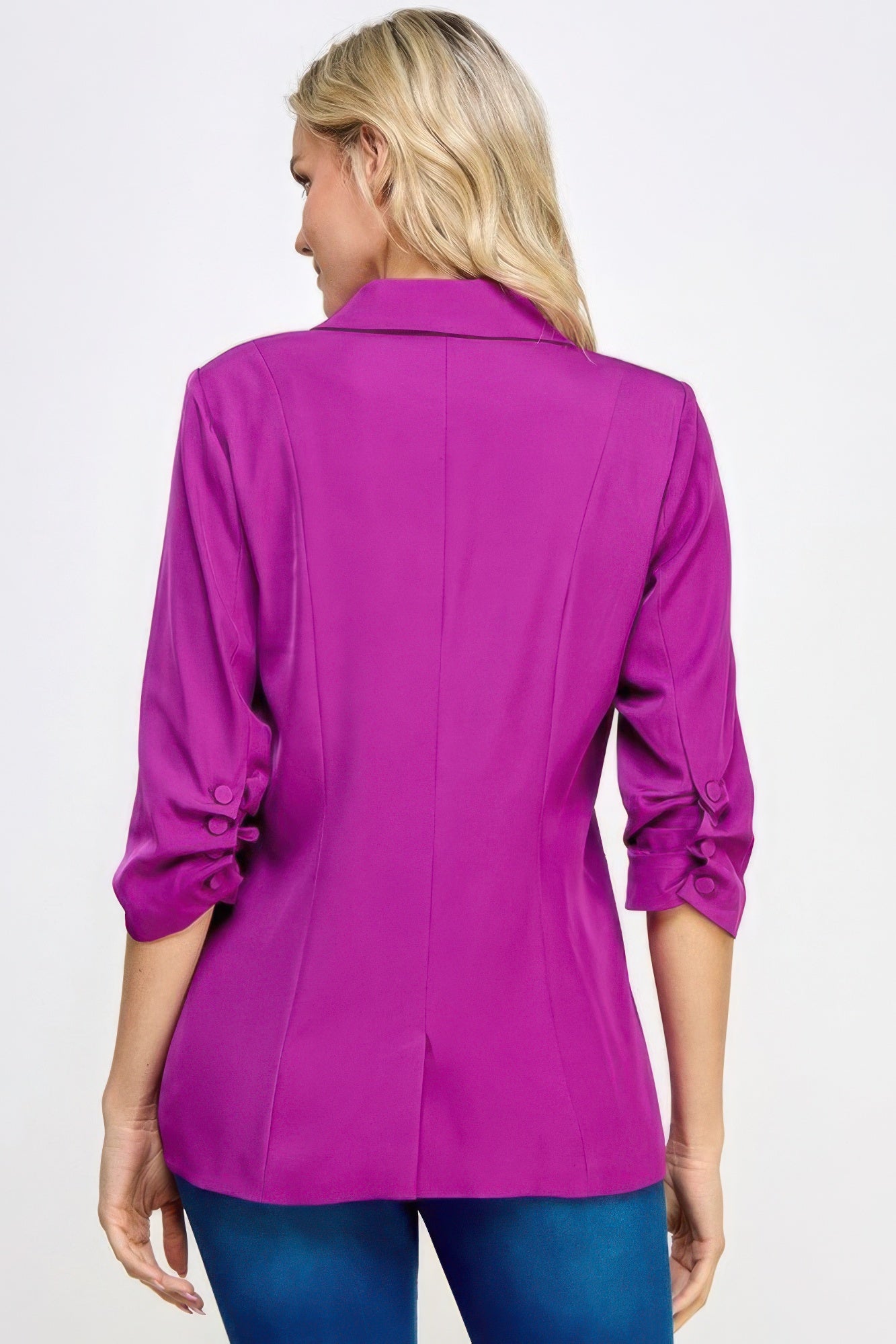 Stacey B's Buttoned Detail 3/4 Sleeve Blazer