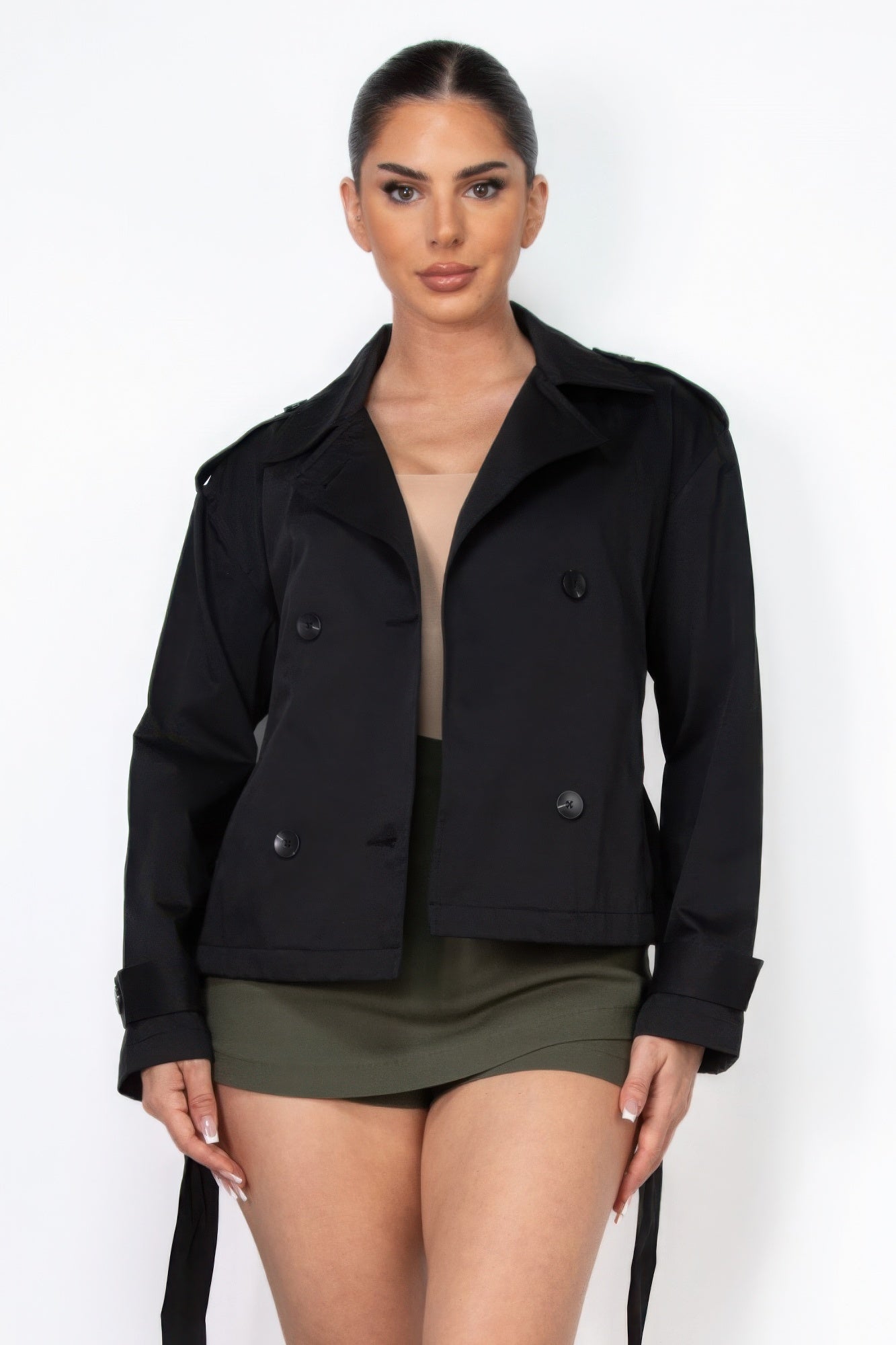 Stacey B's Double-breasted Waist-tie Trench Coat