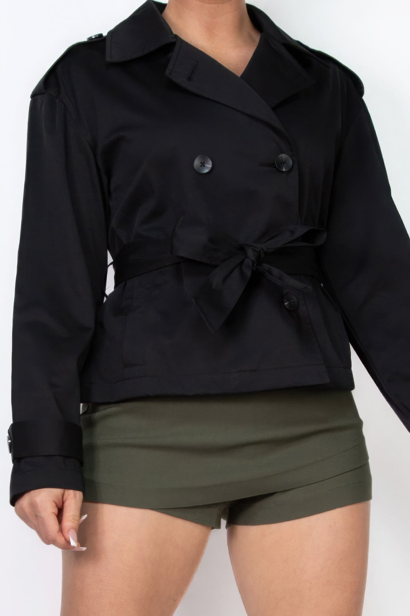 Stacey B's Double-breasted Waist-tie Trench Coat