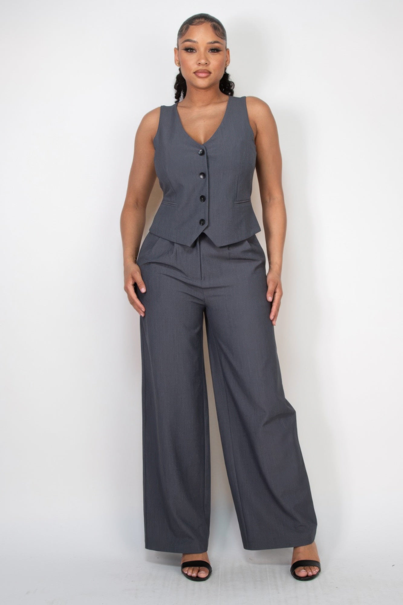 Stacey B's Pleated Double Waistband Pants