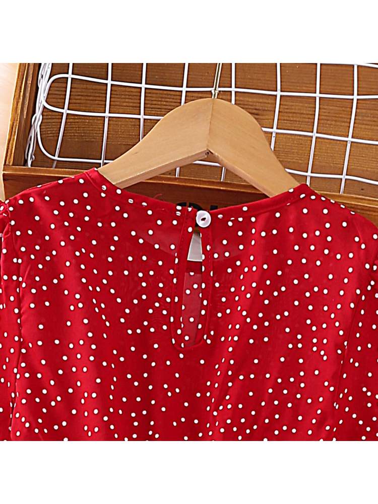Stacey B's Bow Dots One Button Girl Dresses