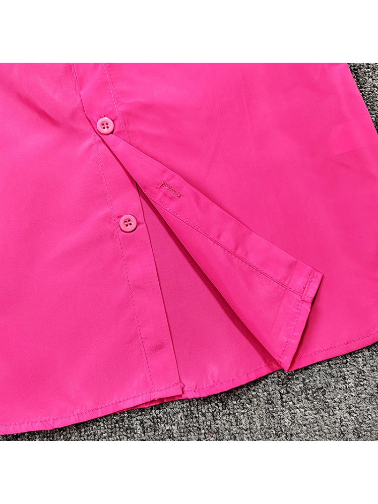 Stacey B's Solid Color Lantern Sleeve Loose Girl Dresses