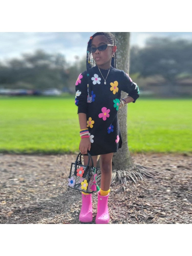 Stacey B's Colorblock Floral Knitted Sweater Dress