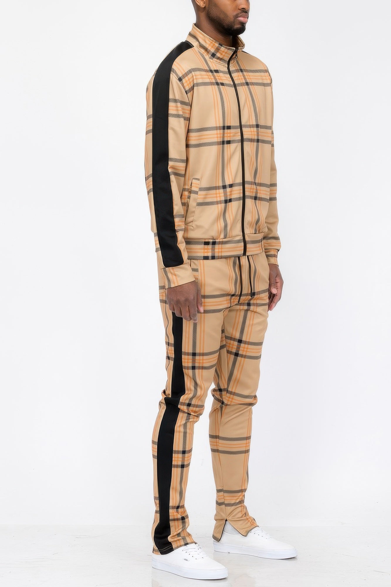 Stacey B's Plaid Checkered Full Zip Track Pants