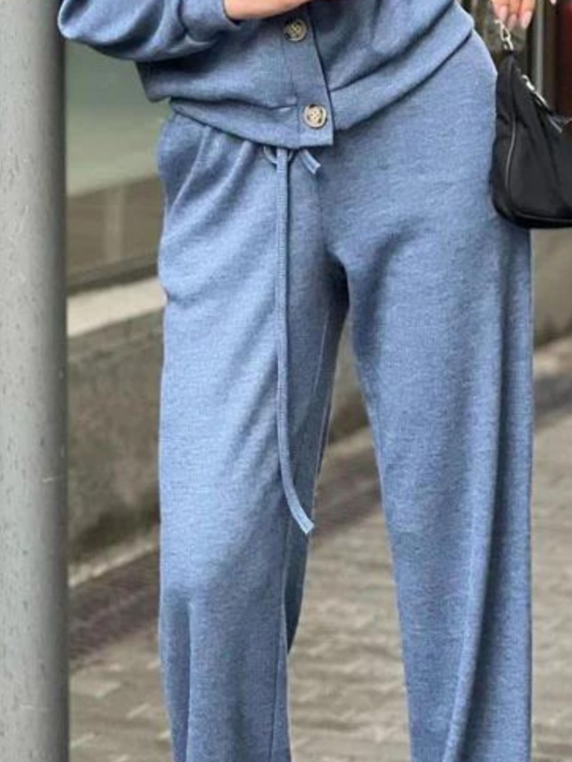 Stacey B's Full Size Button Up Long Sleeve Top and Pants Set