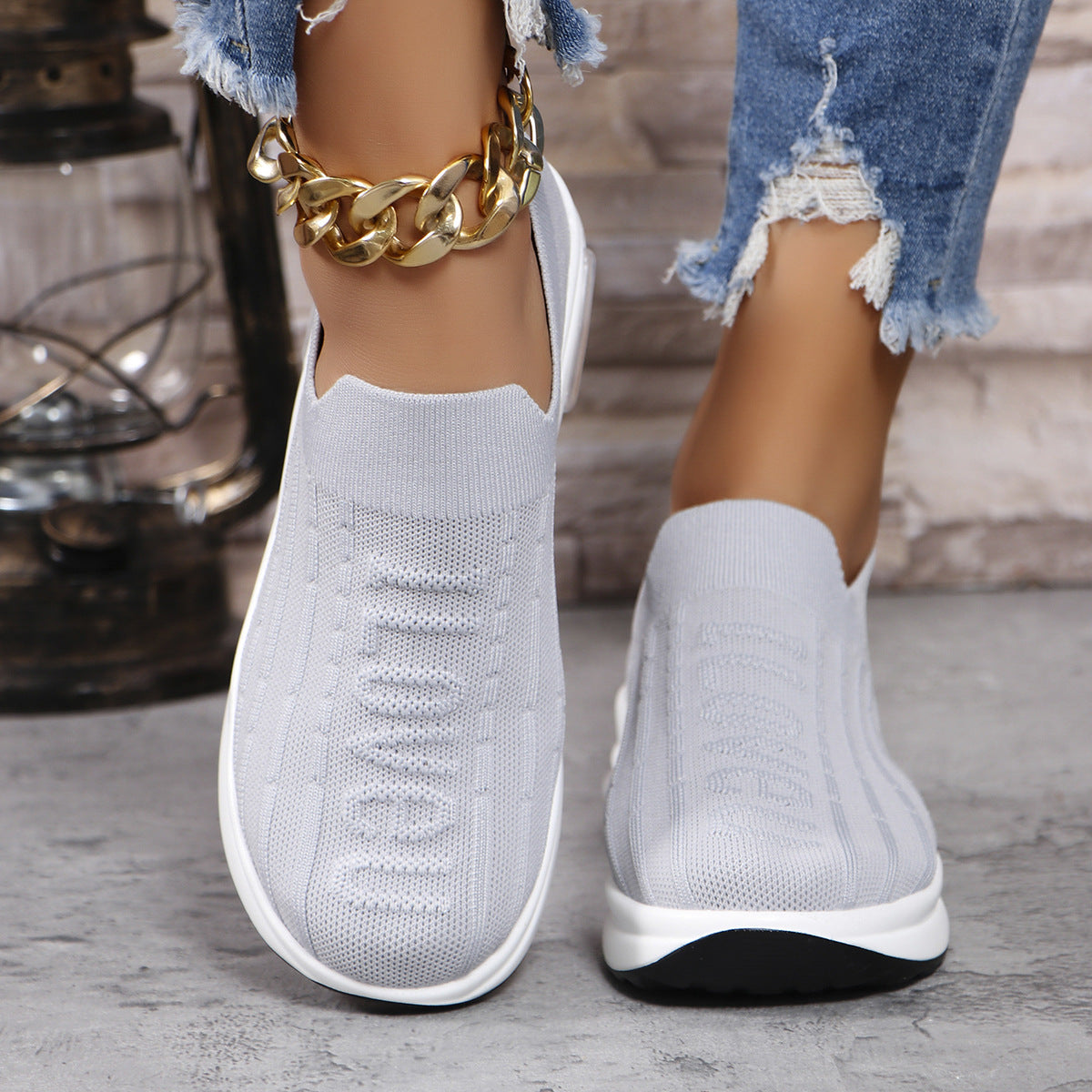 Stacey B's Round Toe Knit Detail Slip On