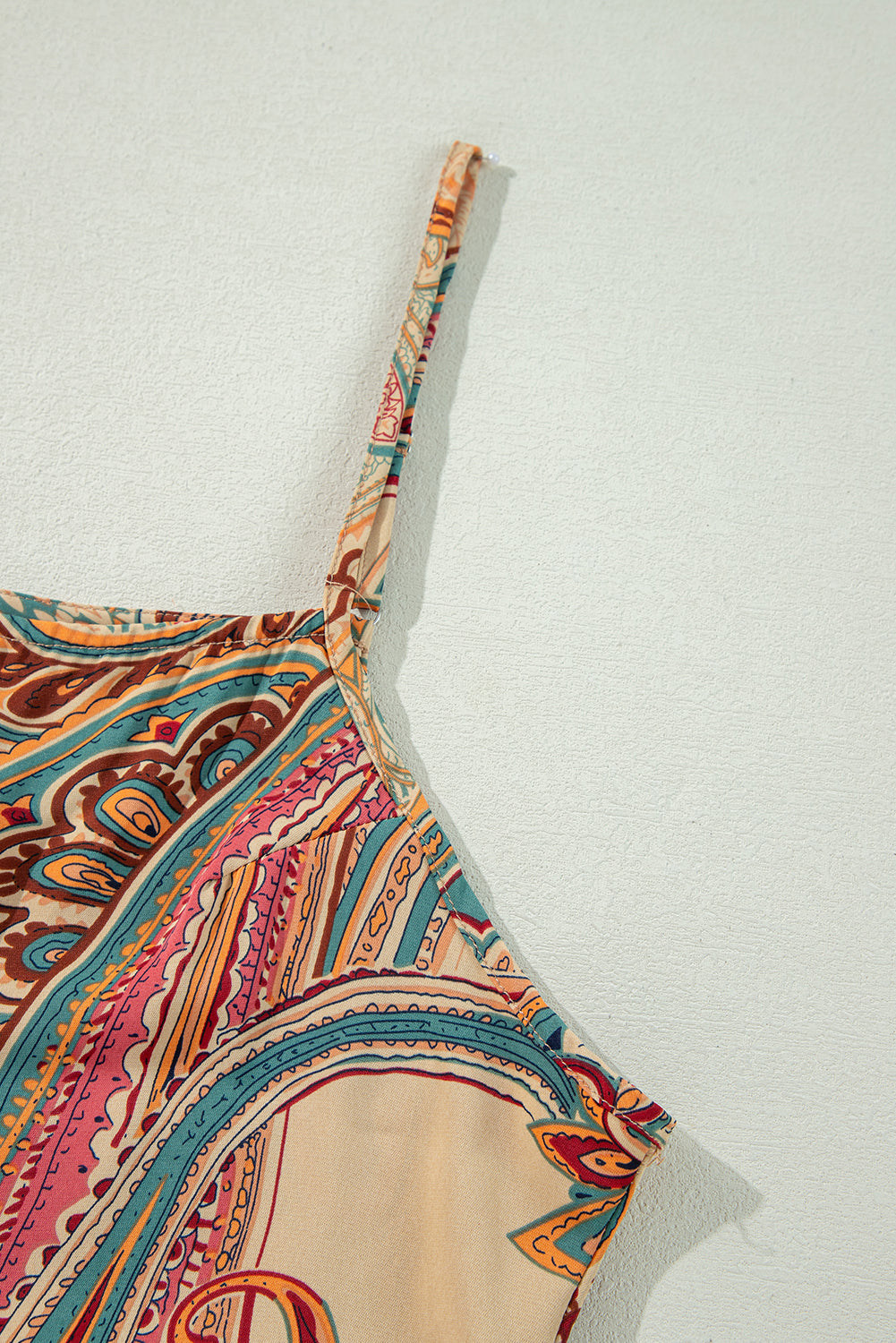 Stacey B's Paisley Printed Spaghetti Straps Elegant Wide Leg Jumpsuit