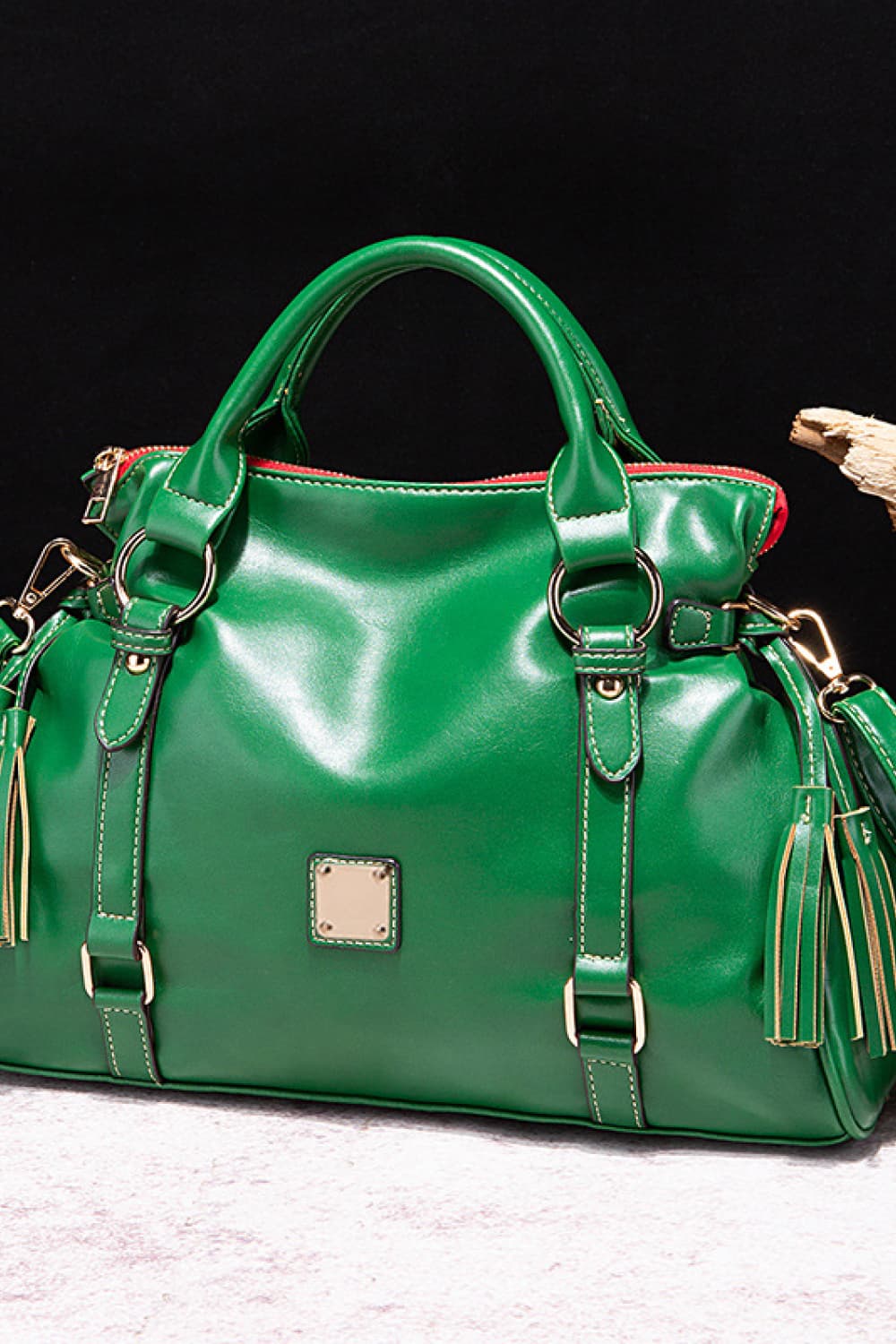 Stacey B's PU Leather Handbag with Tassels