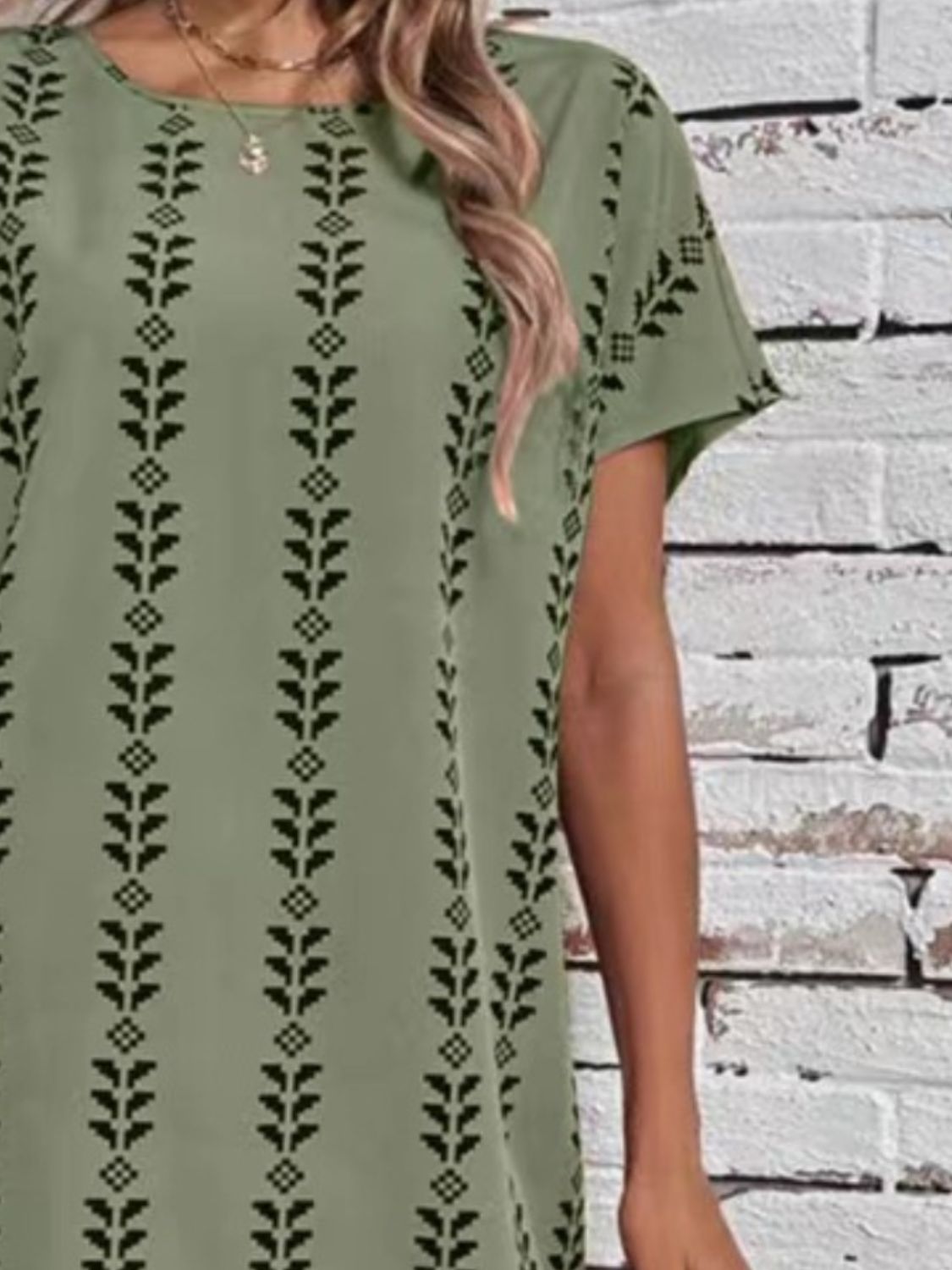Stacey B's Printed Round Neck Short Sleeve Dress