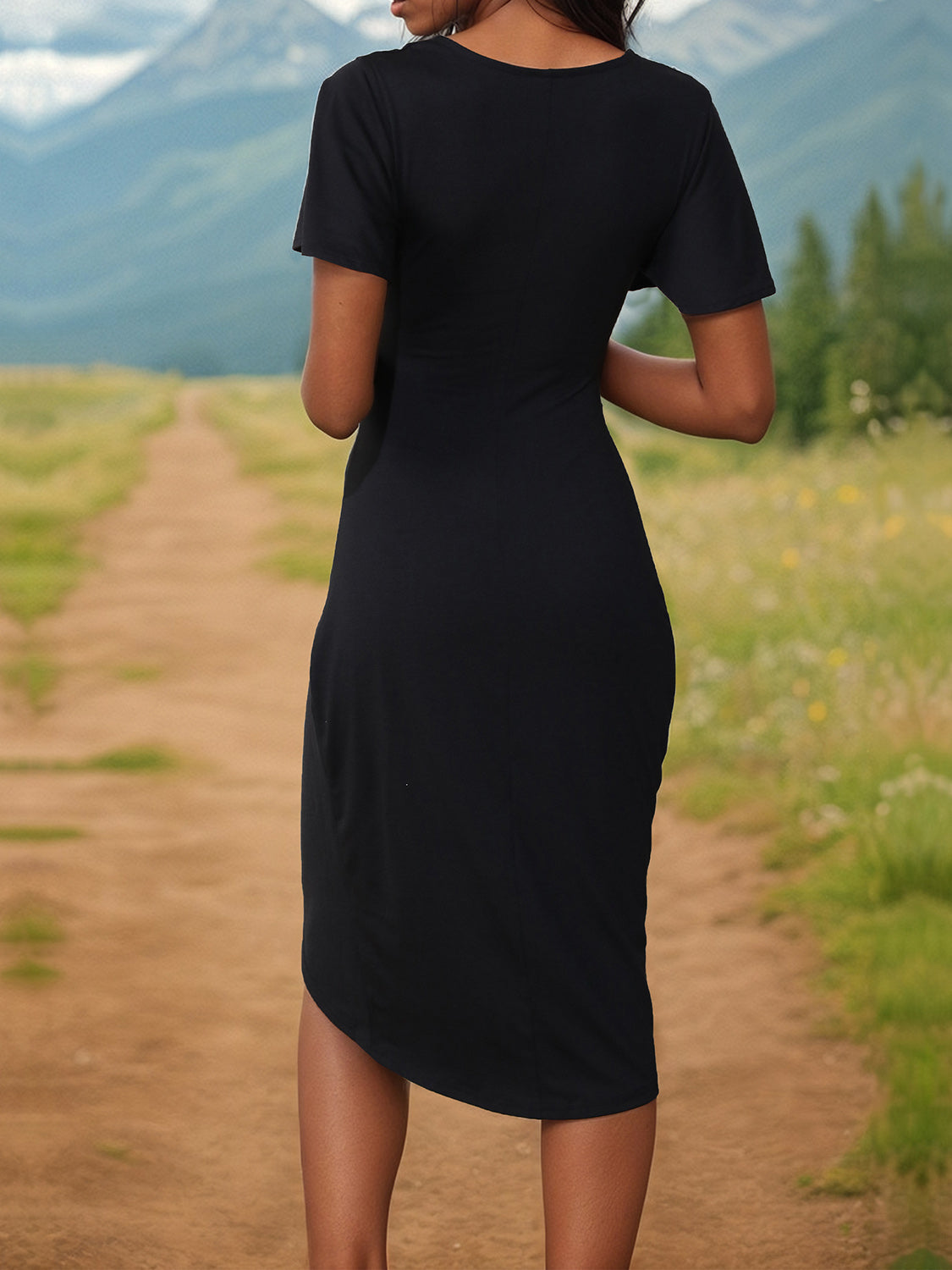 Stacey B's Ruched Surplice Short Sleeve Dress